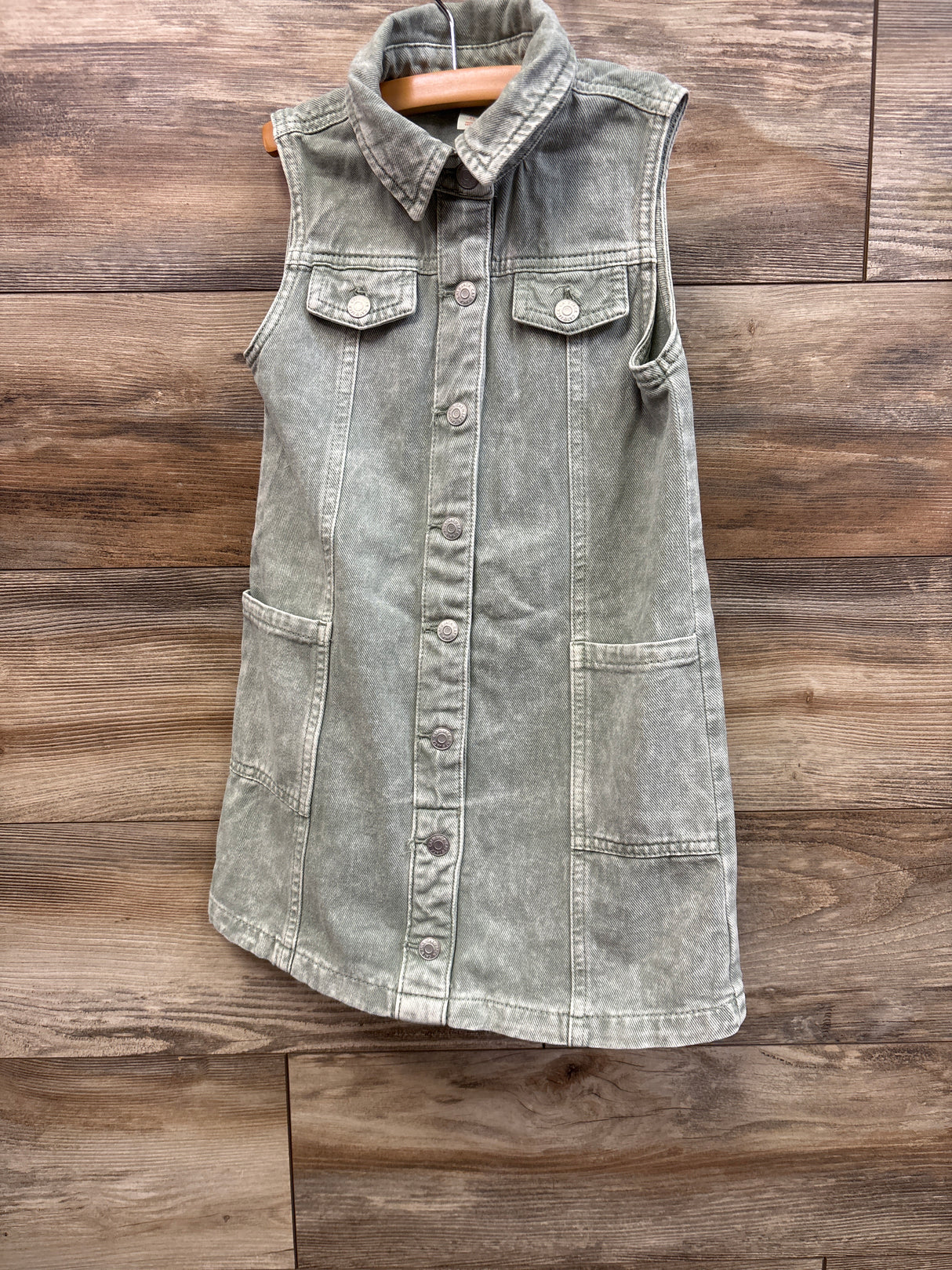 Cat & Jack Sleeveless Button Front Denim Dress Green sz 5T