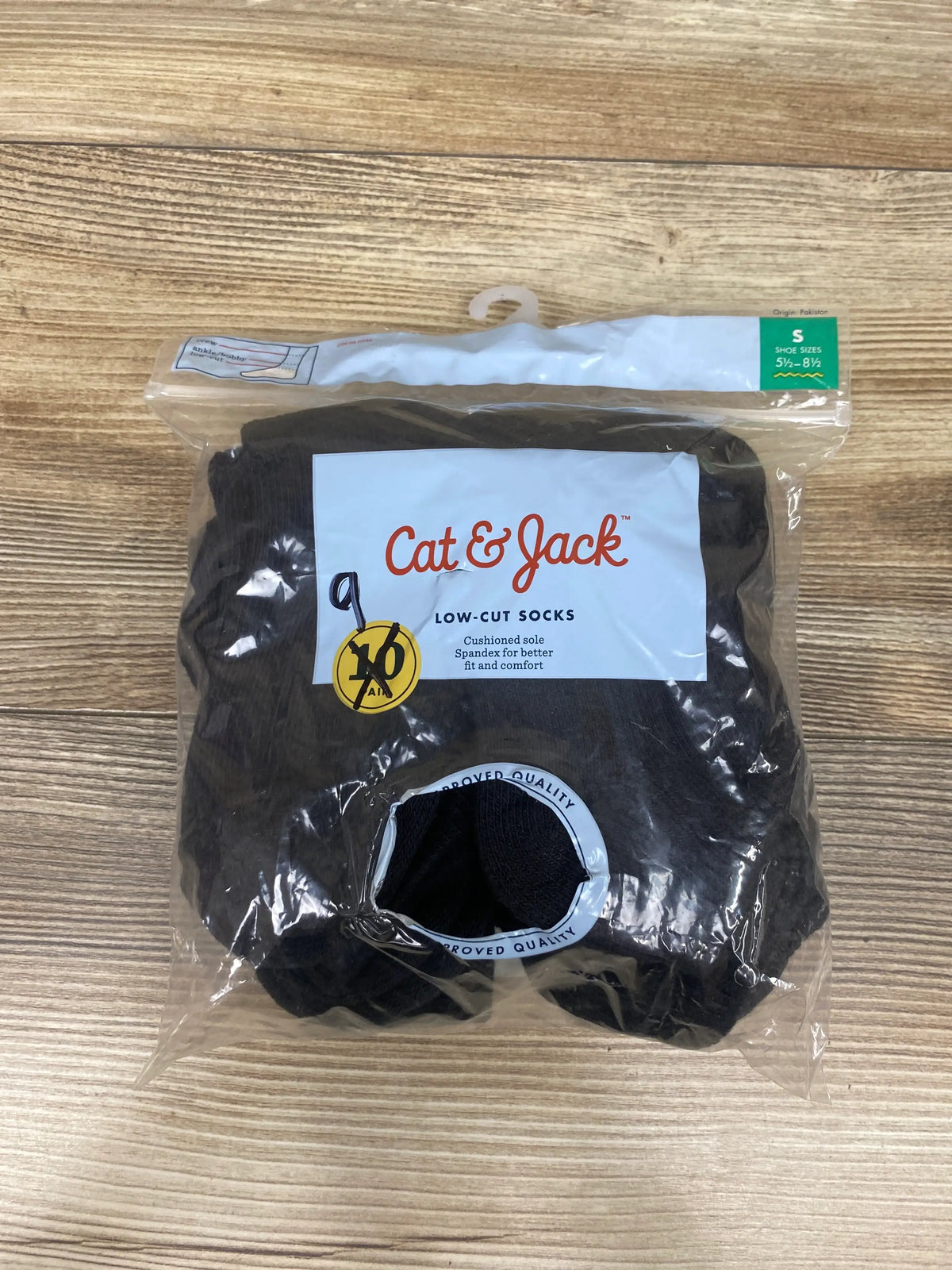 NEW Cat & Jack 9pk Low-Cut Socks Black sz Small 5.5-8.5c