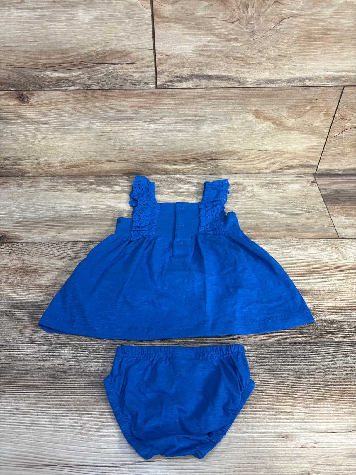 Carter's 2pc Eyelet Sleeve Dress & Bloomers Set Blue sz 3m