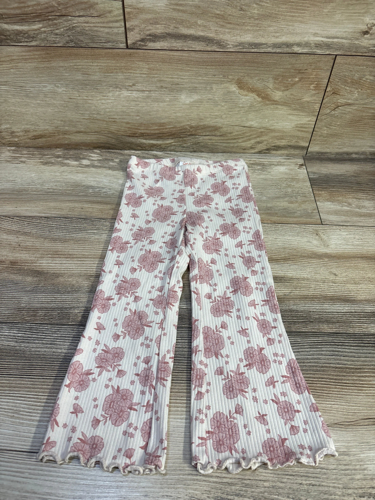 Cat & Jack Ribbed Flare Leggings Ivory sz 3T
