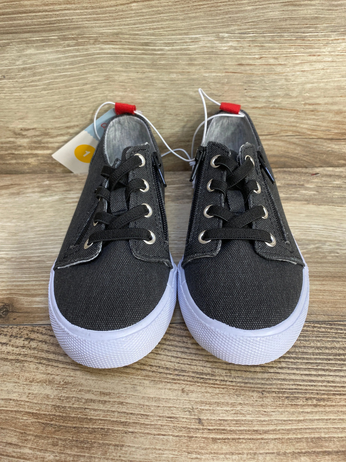 NEW Cat & Jack Lucian Double Zipper Sneakers Black sz 1Y - Me n Mommy To Be