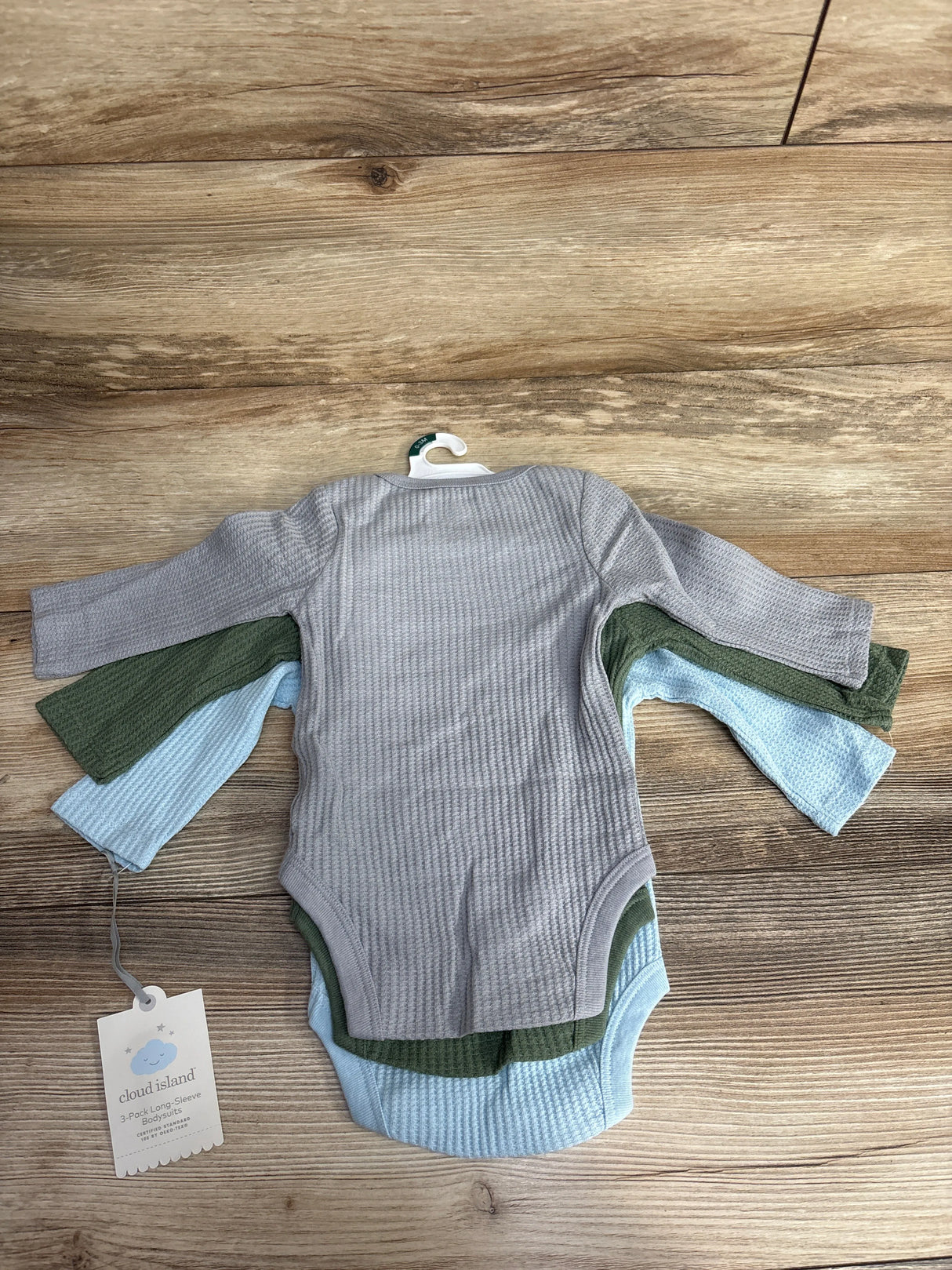 NEW Cloud Island 3pk Waffle Knit Bodysuits Blue sz 0-3m