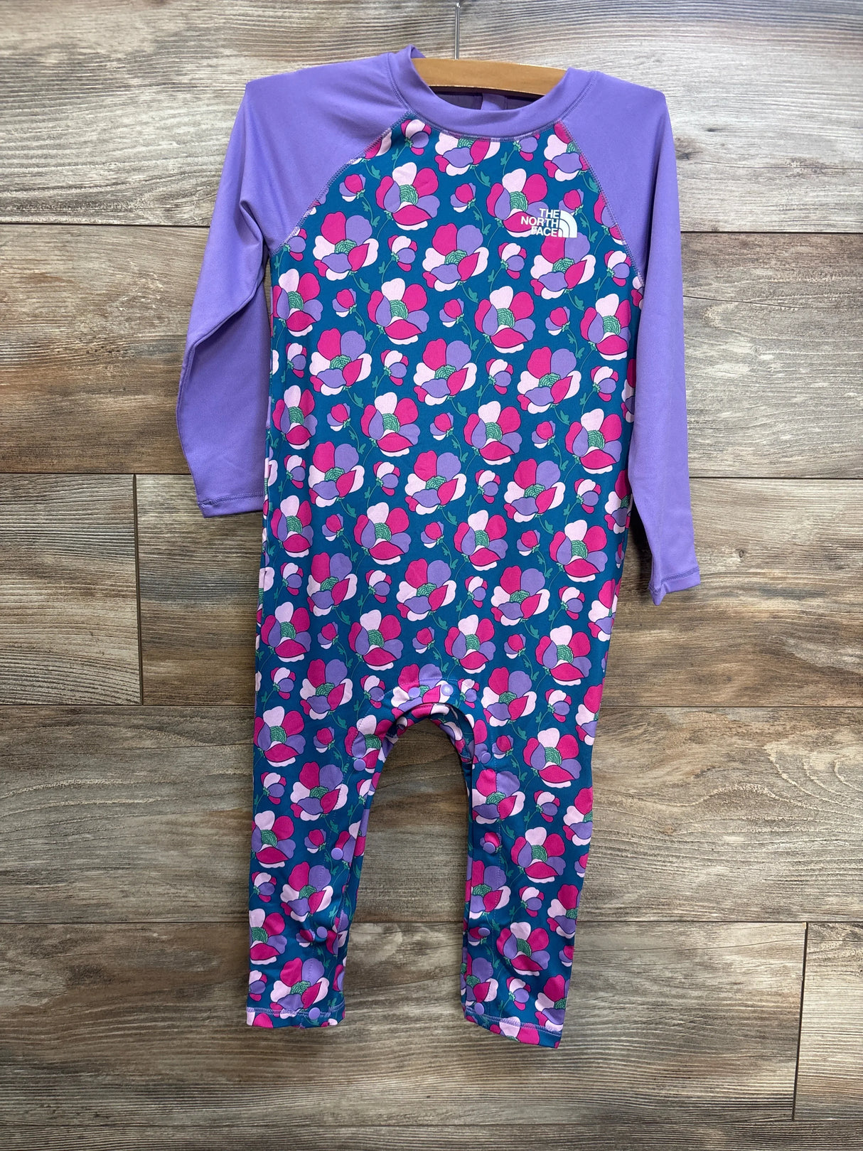 NEW The North Face 1pc Sun Rashguard Coverall Purple sz 18-24m