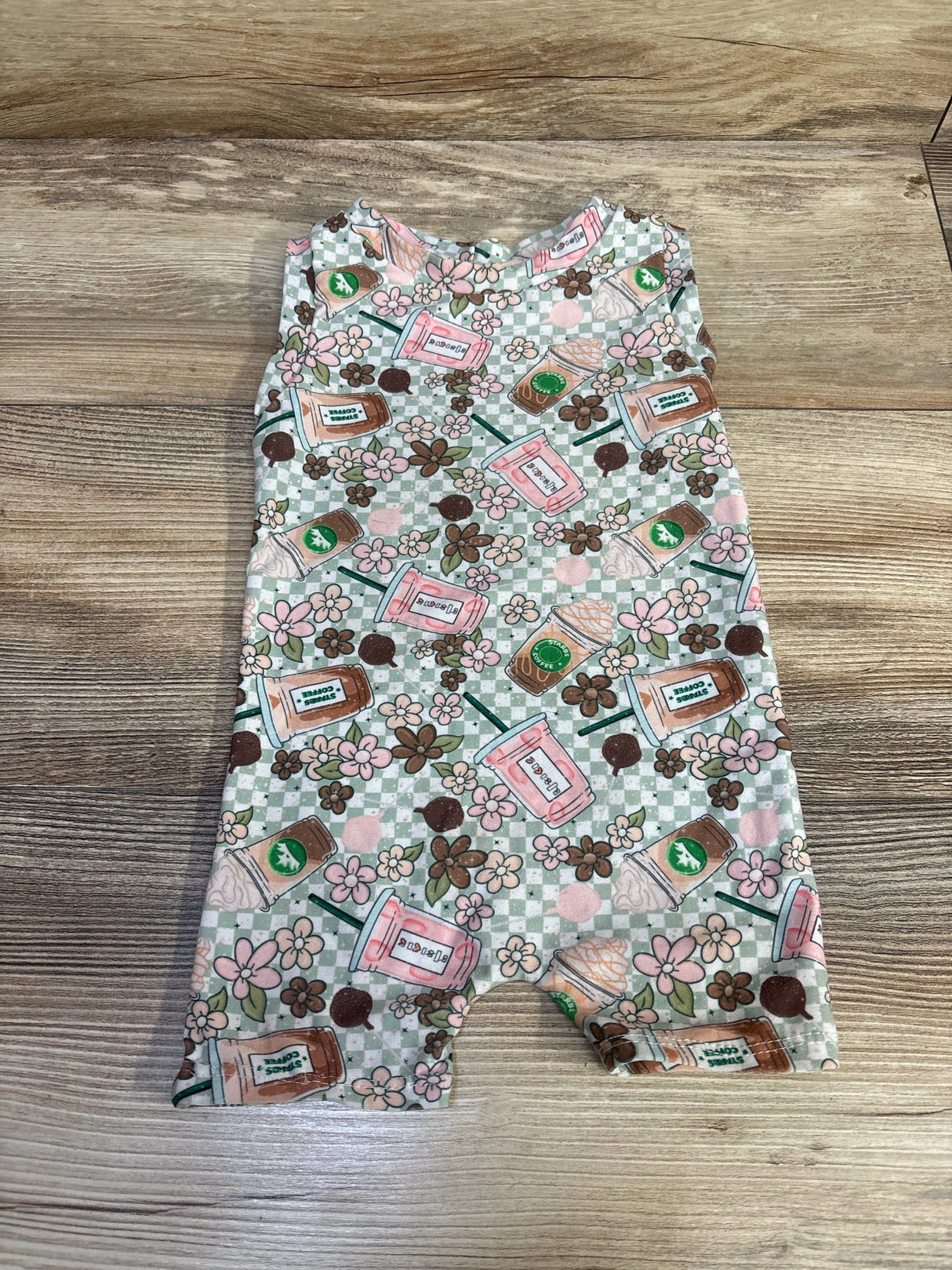 Ken & Co Coffee Shortie Romper Green sz 9-12m