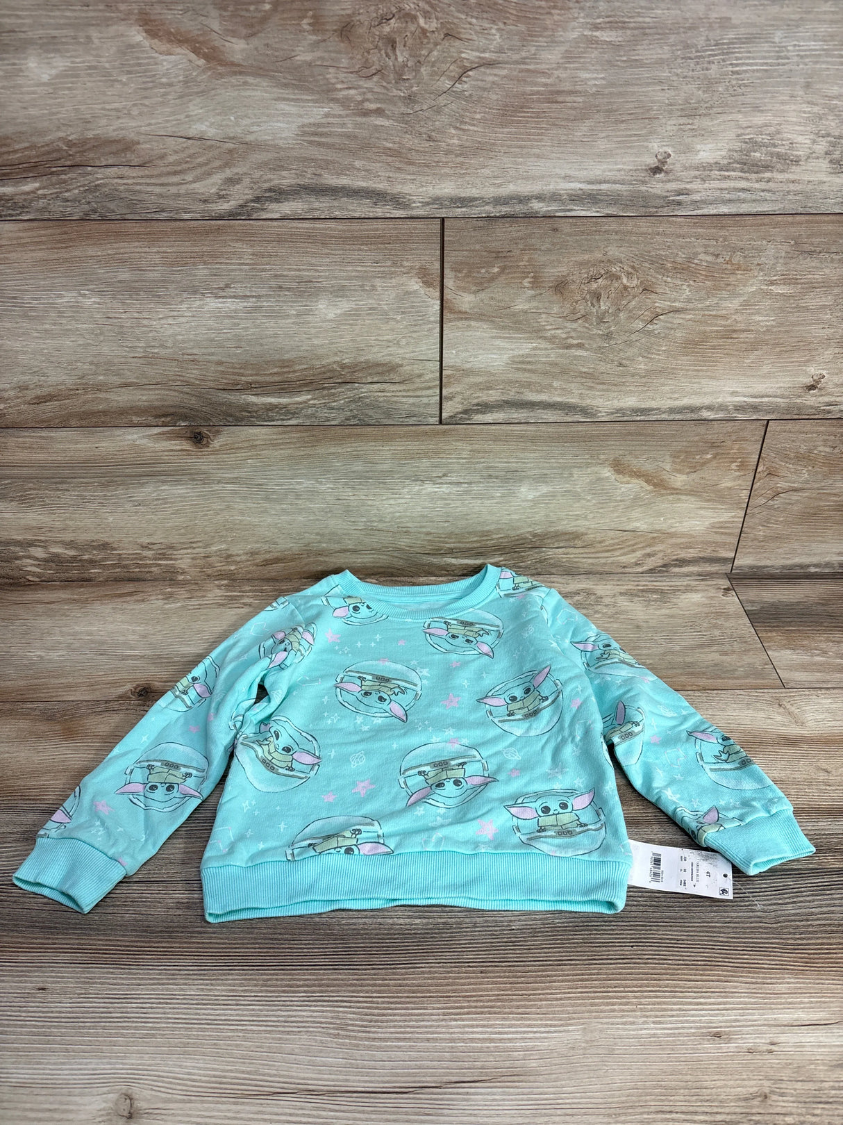Star Wars Baby Yoda Star Print Sweatshirt Turquoise sz 4T