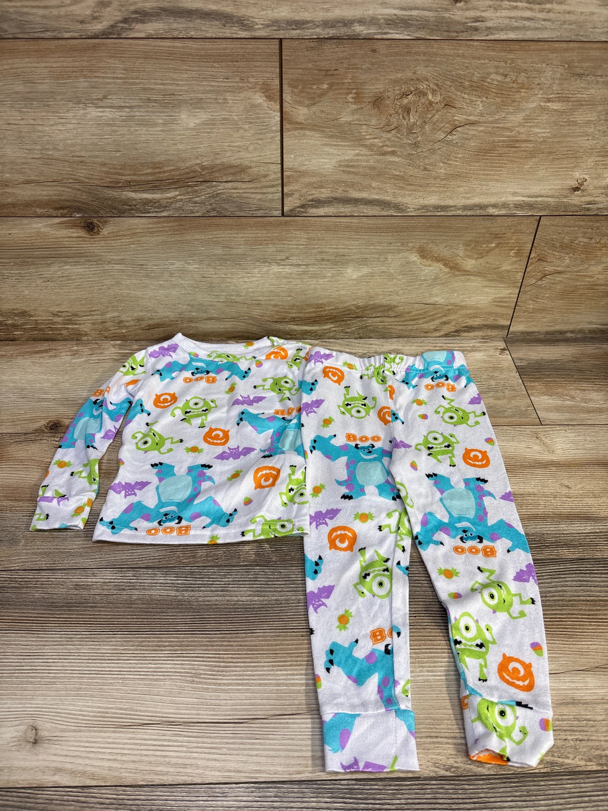 Disney 2pc Monster's Inc Halloween Pajama Set White sz 3T