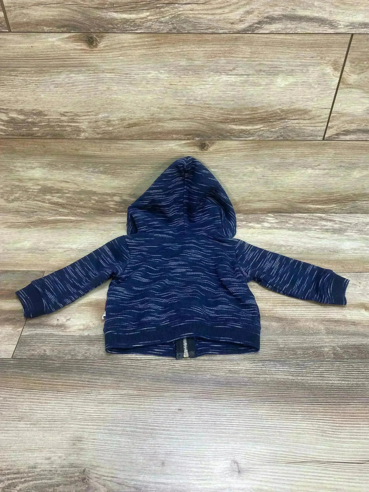 Front view of Sovereign Code full-zip toddler hoodie in navy (12m) showing hood, zipper and pockets on white background