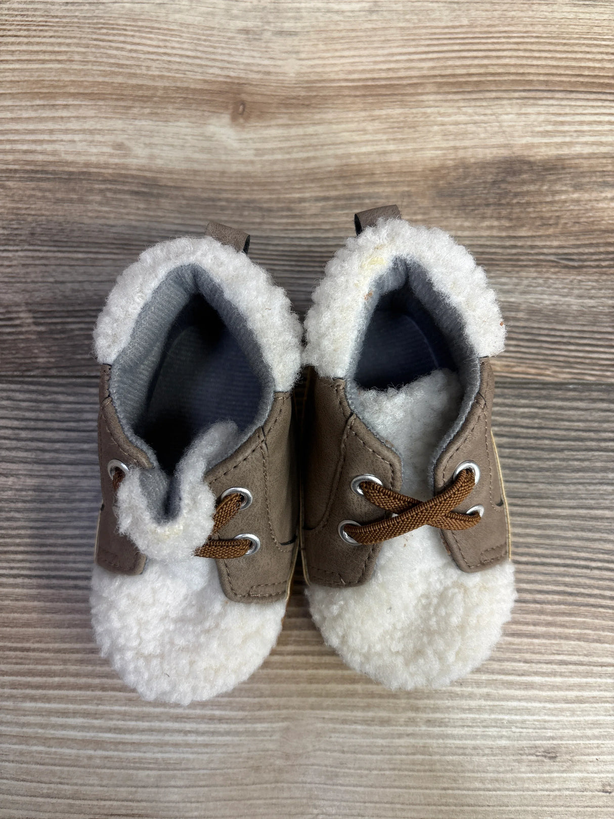 Cat & Jack Sherpa High-Top Crib Shoes Brown sz 3-4c