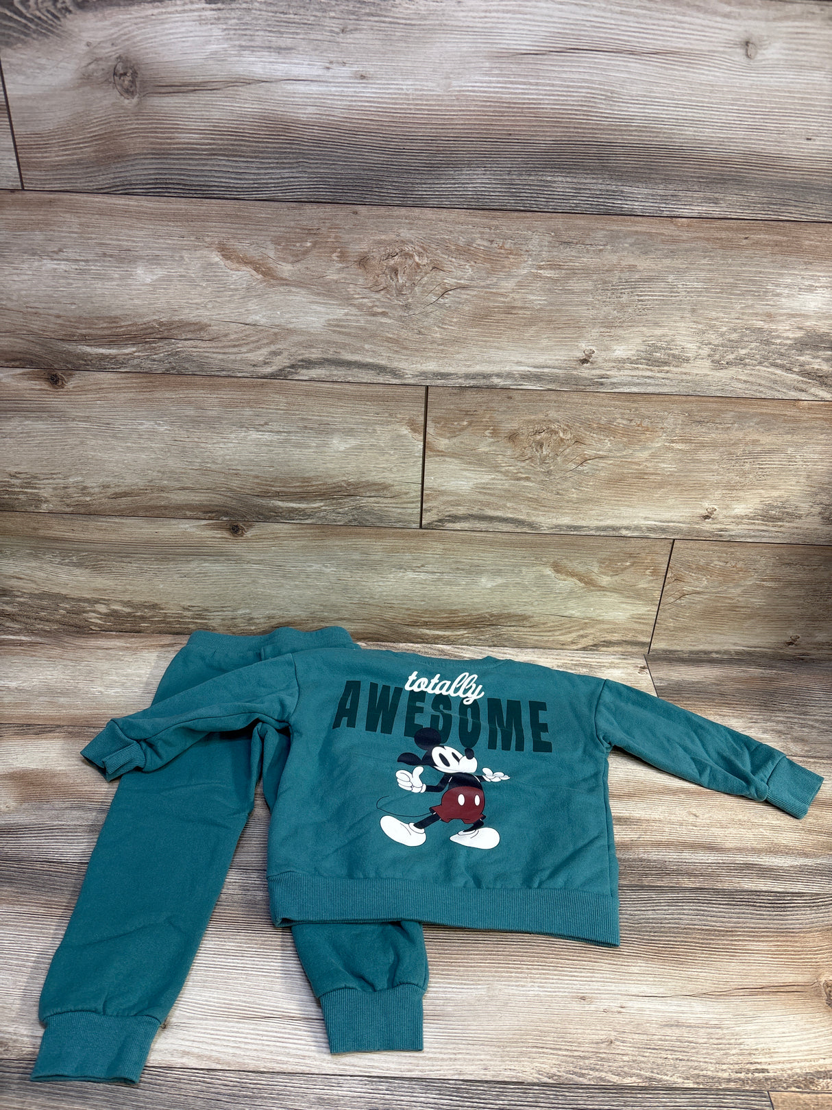 Disney Junior 2pc Mickey Mouse Sweatshirt & Pants Set Green sz 4T