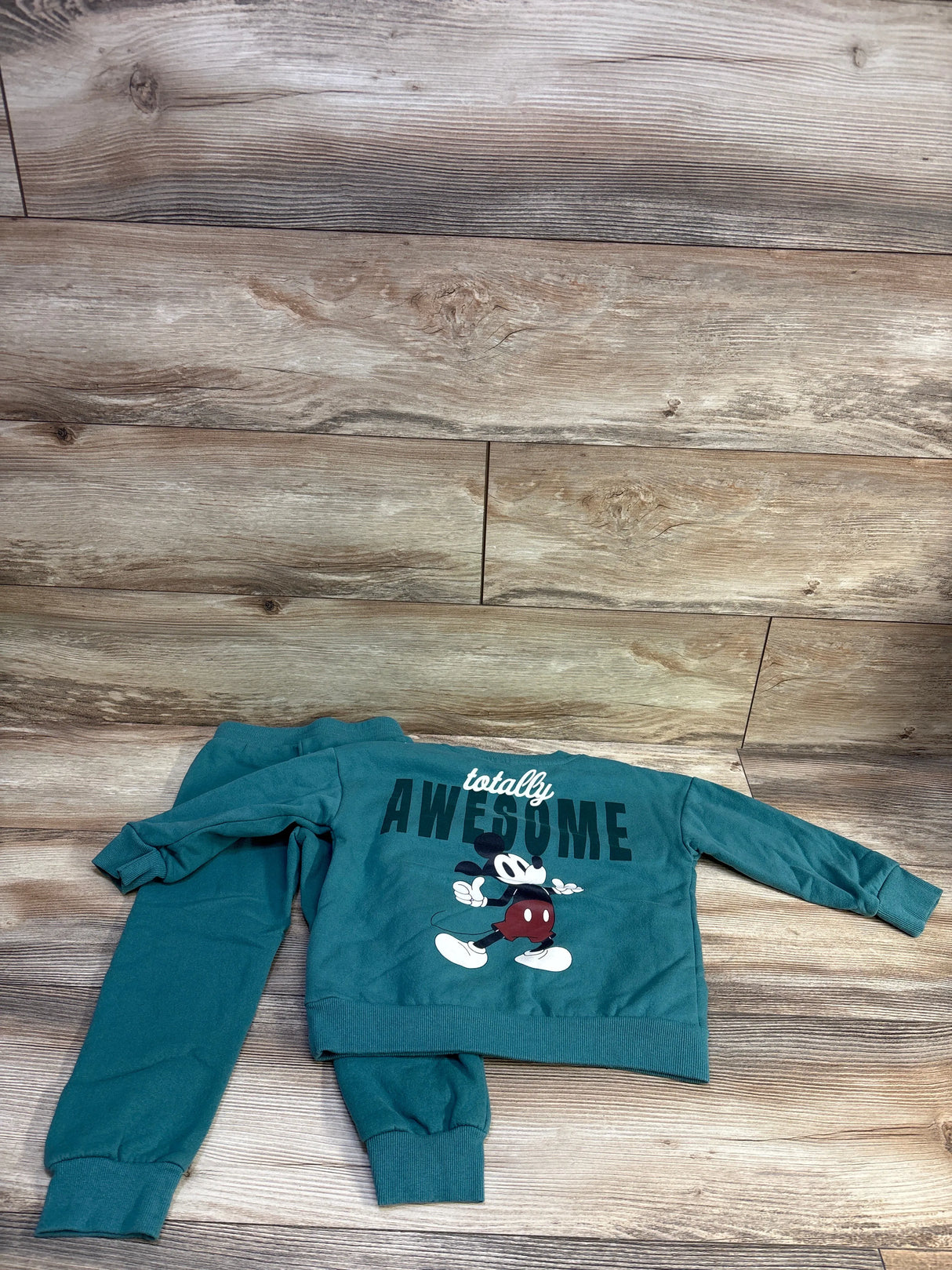 Disney Junior 2pc Mickey Mouse Sweatshirt & Pants Set Green sz 4T
