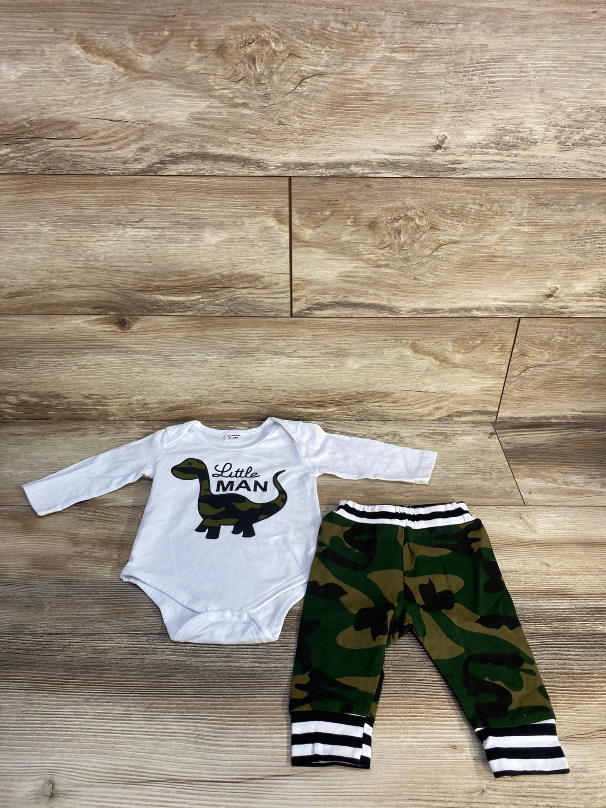 PatPat 2pc Little Man Bodysuit & Pants Set White sz 0-3m