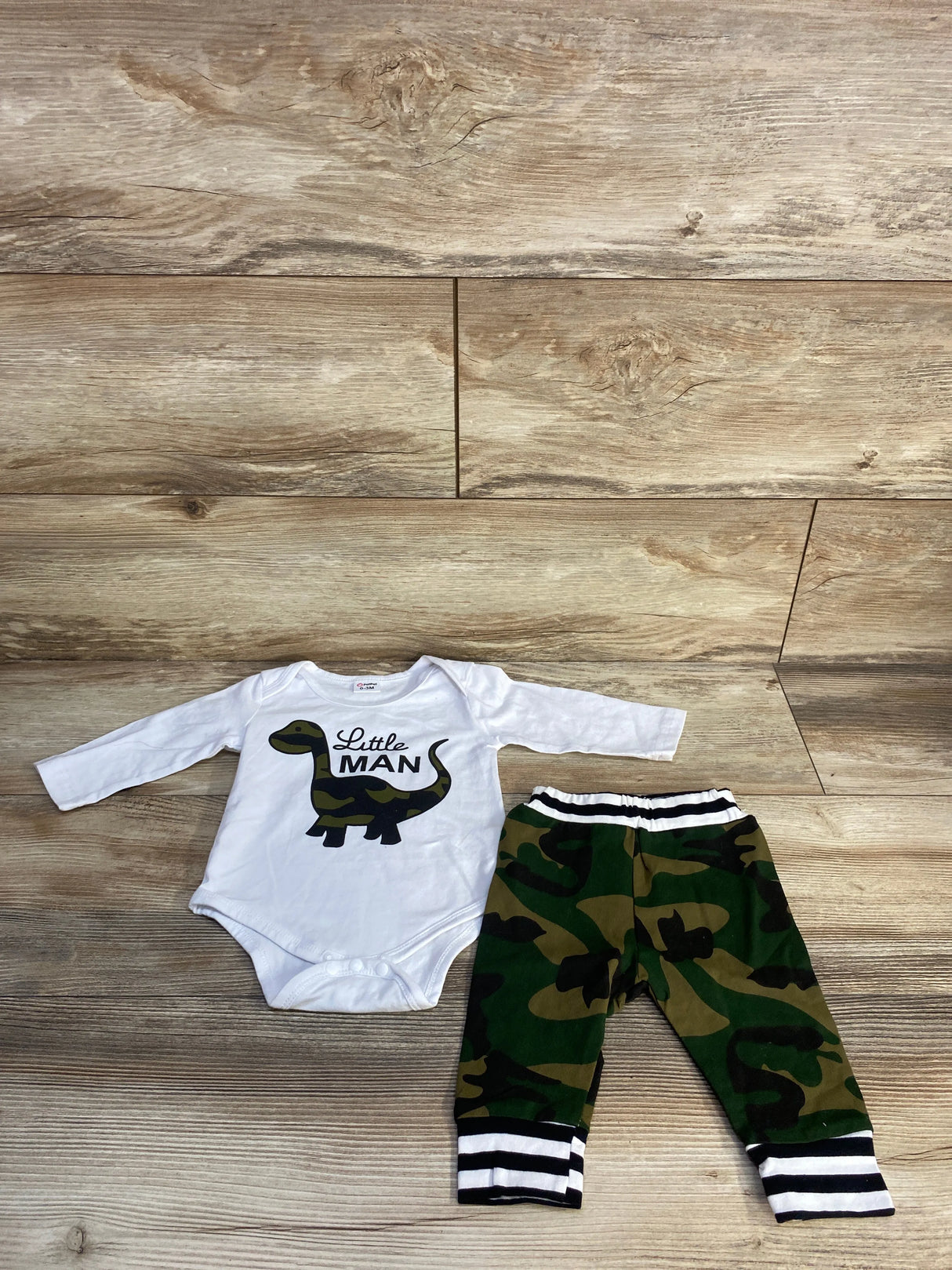 PatPat 2pc Little Man Bodysuit & Pants Set White sz 0-3m