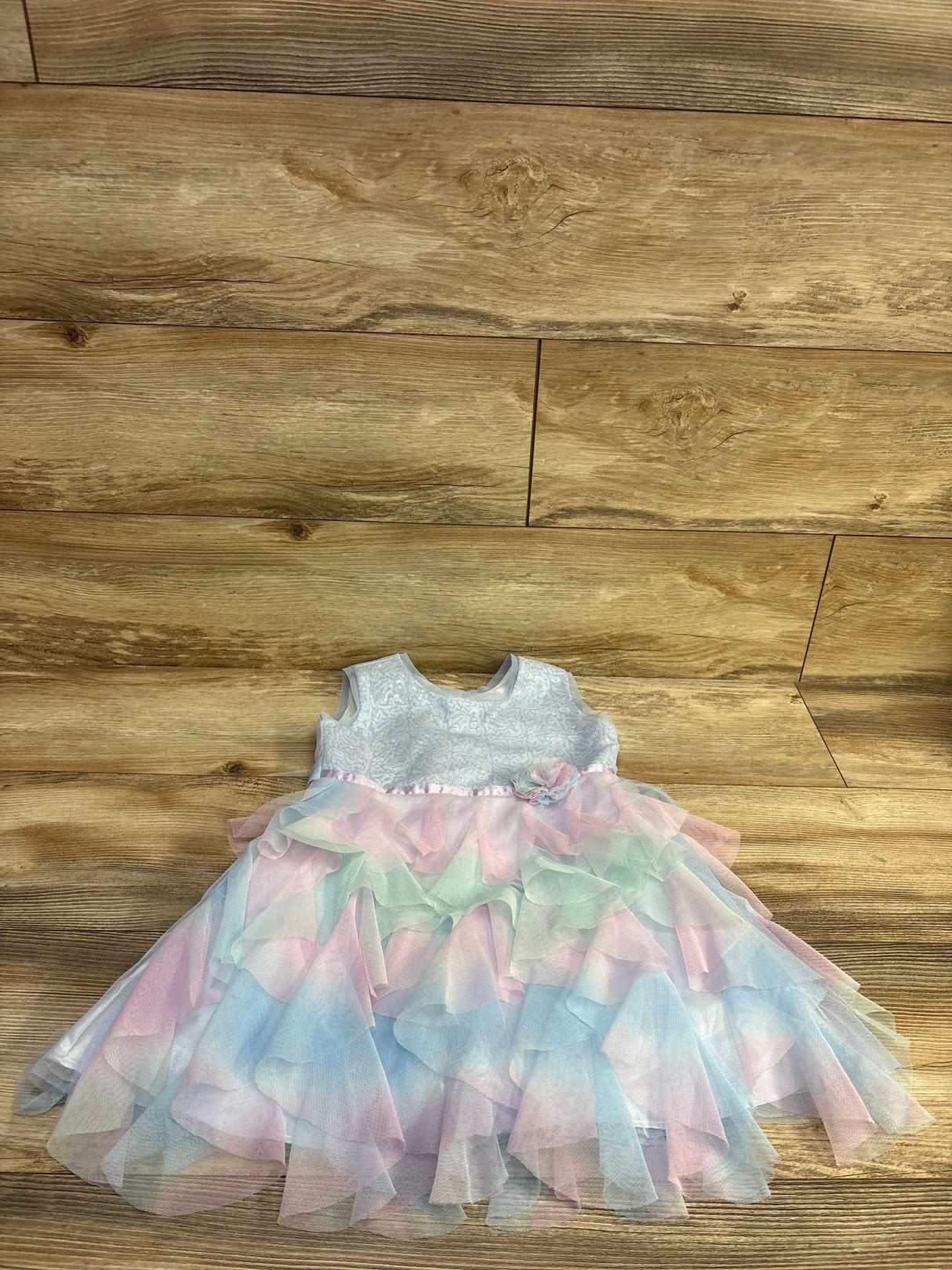 Jona Michelle Sequin Layered Tulle Dress Blue sz 4T