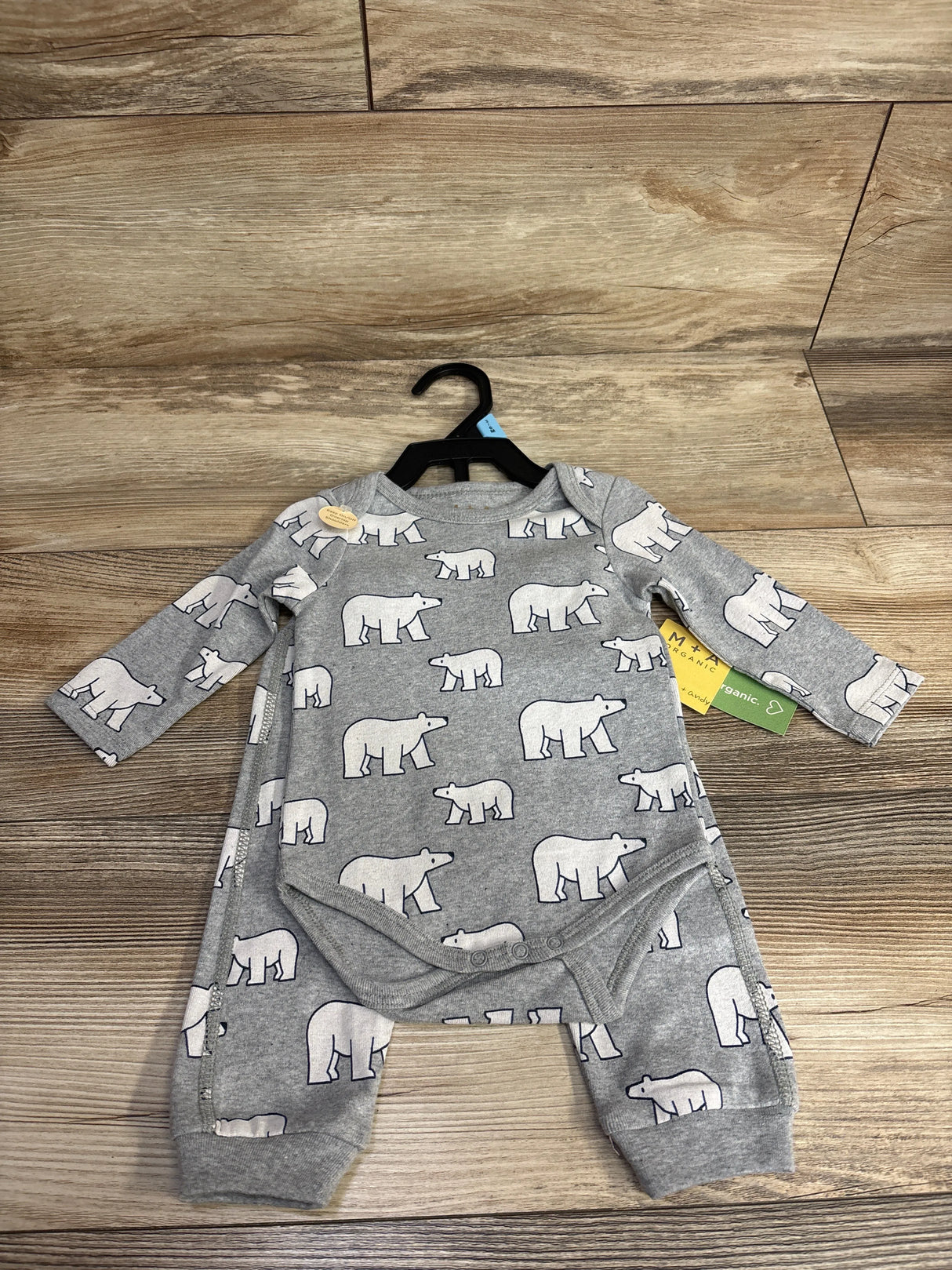 NEW Monica & Andy 2pc Bear Print Bodysuit Grey sz 3-6m