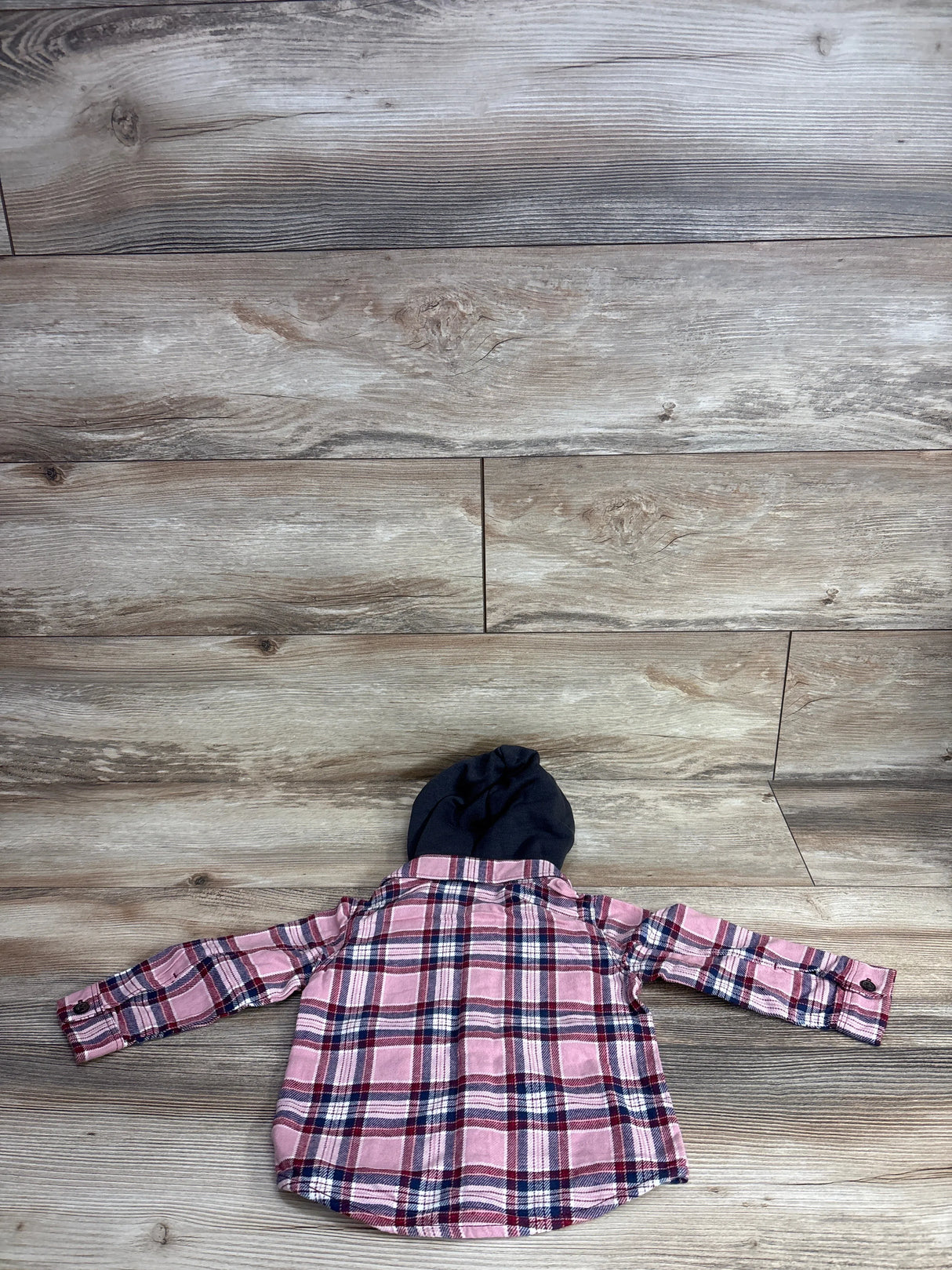 NEW Old Navy Hooded Plaid Shirt Pink sz 12-18m
