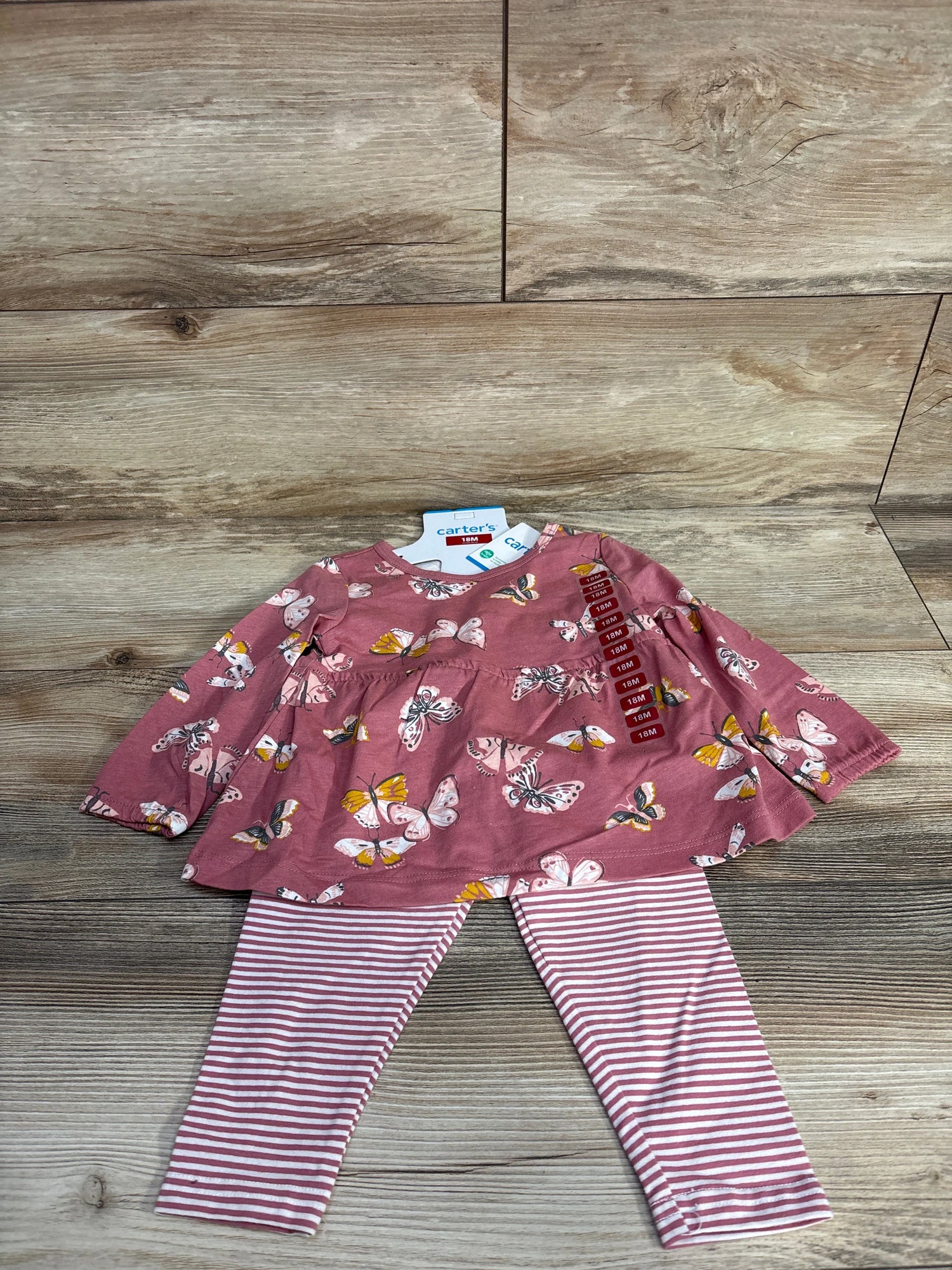 NEW Carter's 2pc Butterfly Tunic & Leggings Set Pink sz 18m