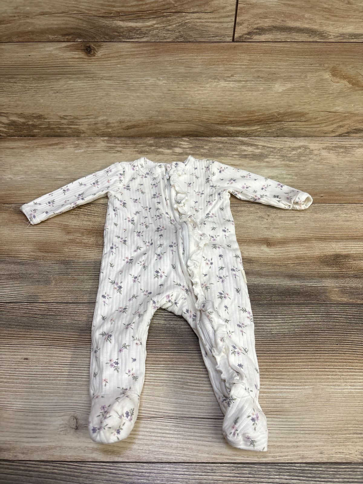 Rabbit + Bear Organic Ribbed Sleeper White sz 3-6m