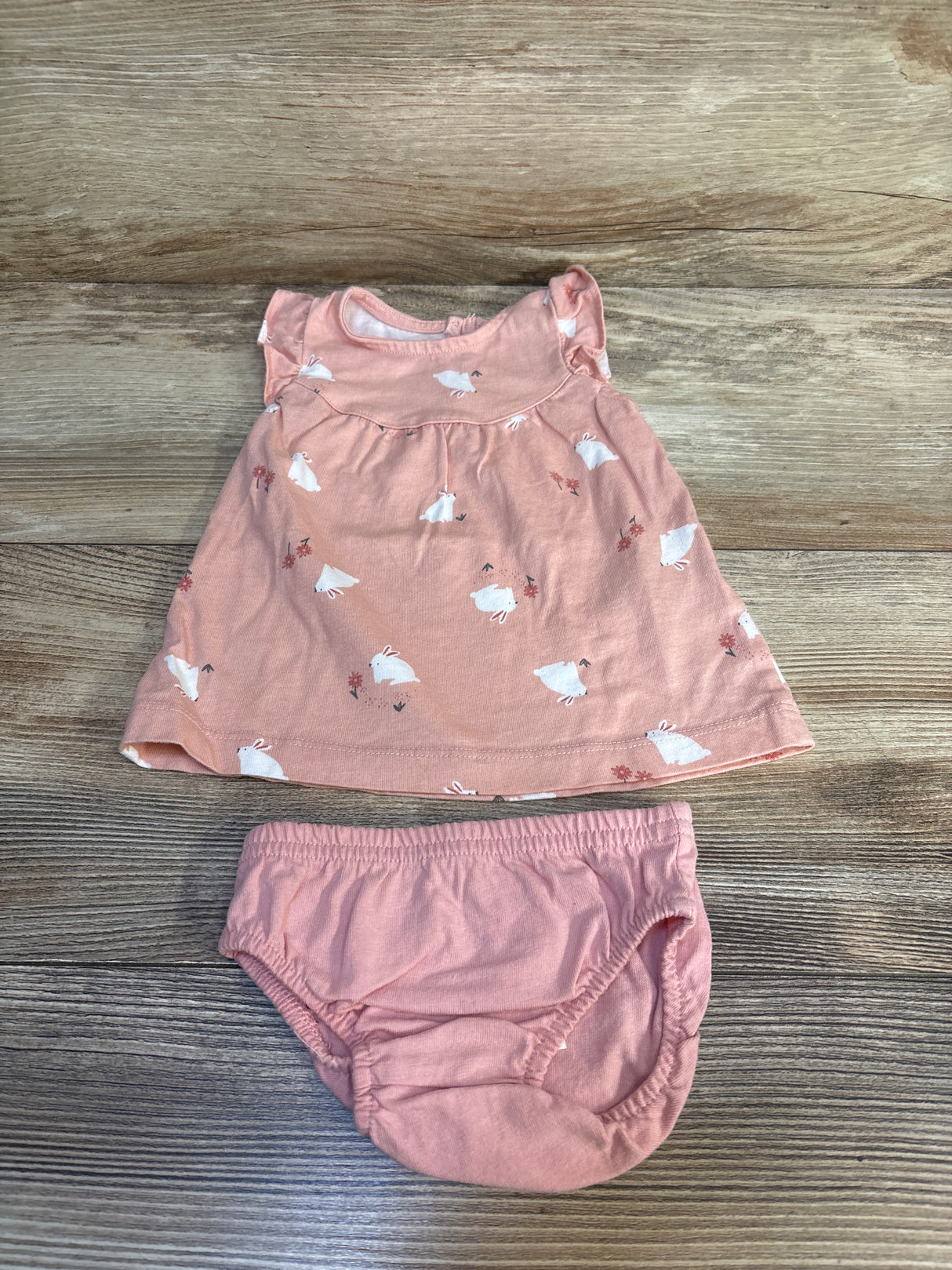 Just One You 2pc Bunny Print Dress & Bloomers Set Pink sz Newborn
