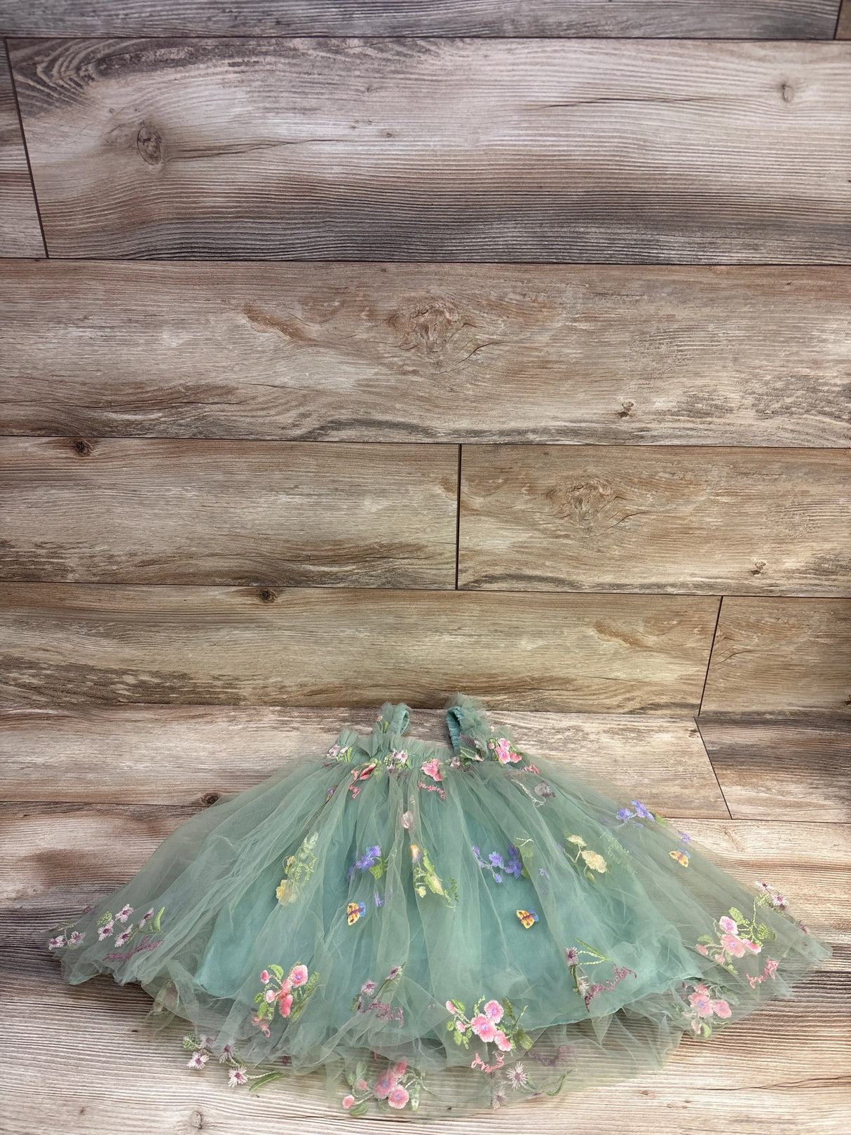 NNJXD Embroidered Tulle Dress Green sz 18-24m