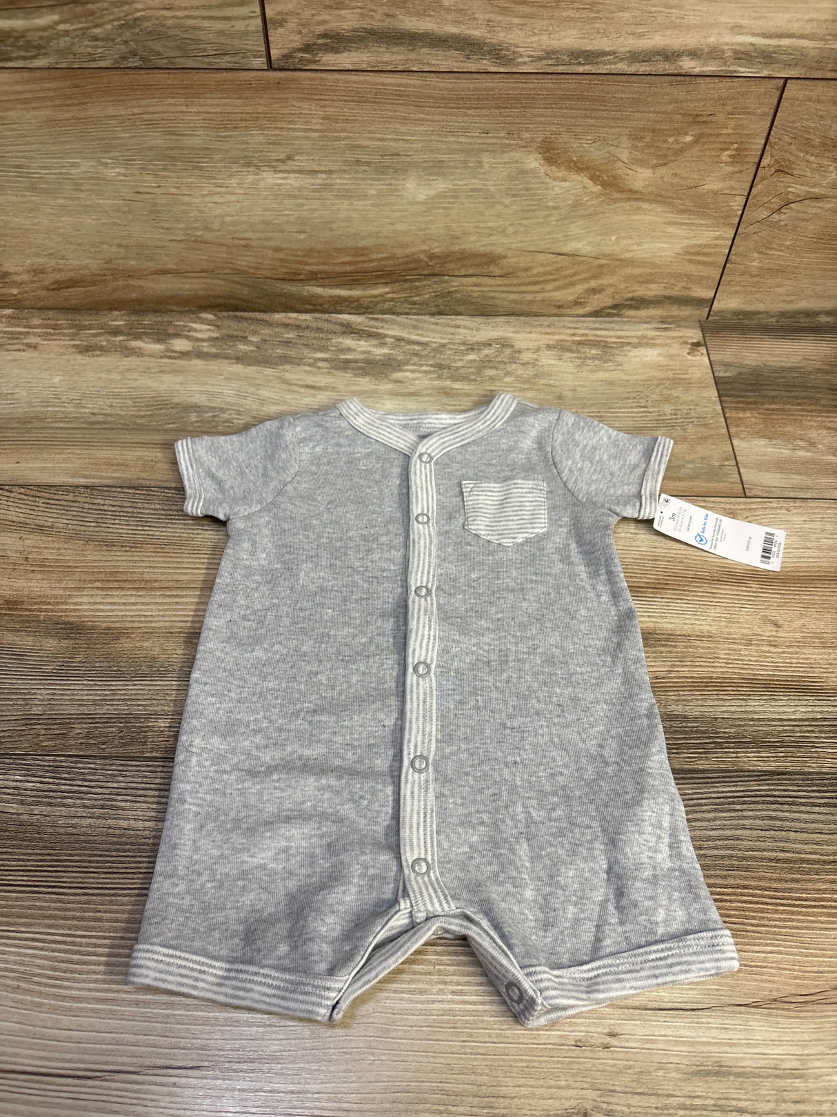 NEW Carter's Button Front Shortie Romper Grey sz 3m