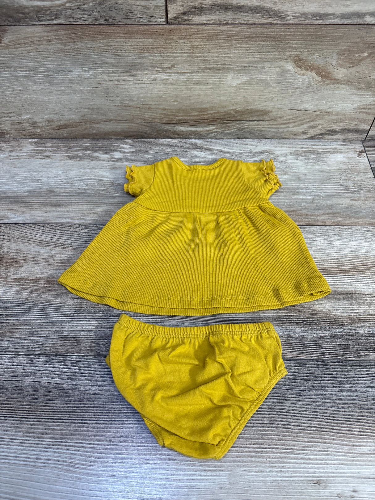 Okie Dokie 2pc Ribbed Peplum Top & Bloomers Set Yellow sz 3m
