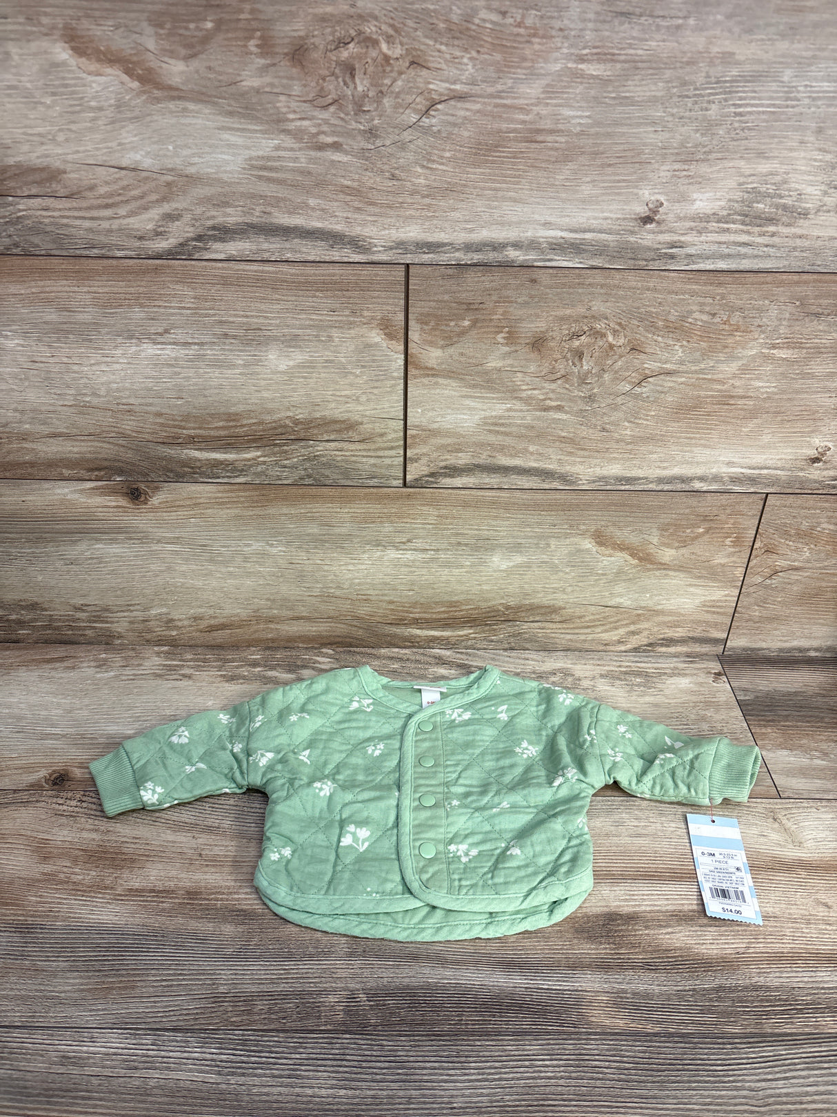 NEW Cat & Jack Floral Chambray Quilted Jacket Green sz 0-3m