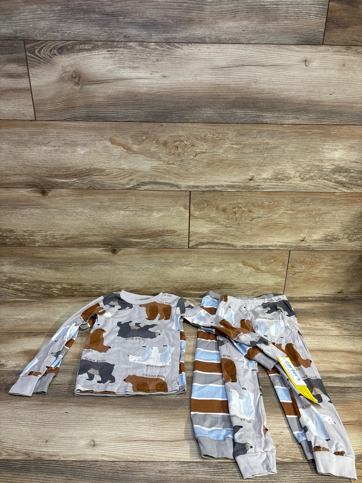 Just One You grey 4-piece bear print pajama set for kids, size 4T