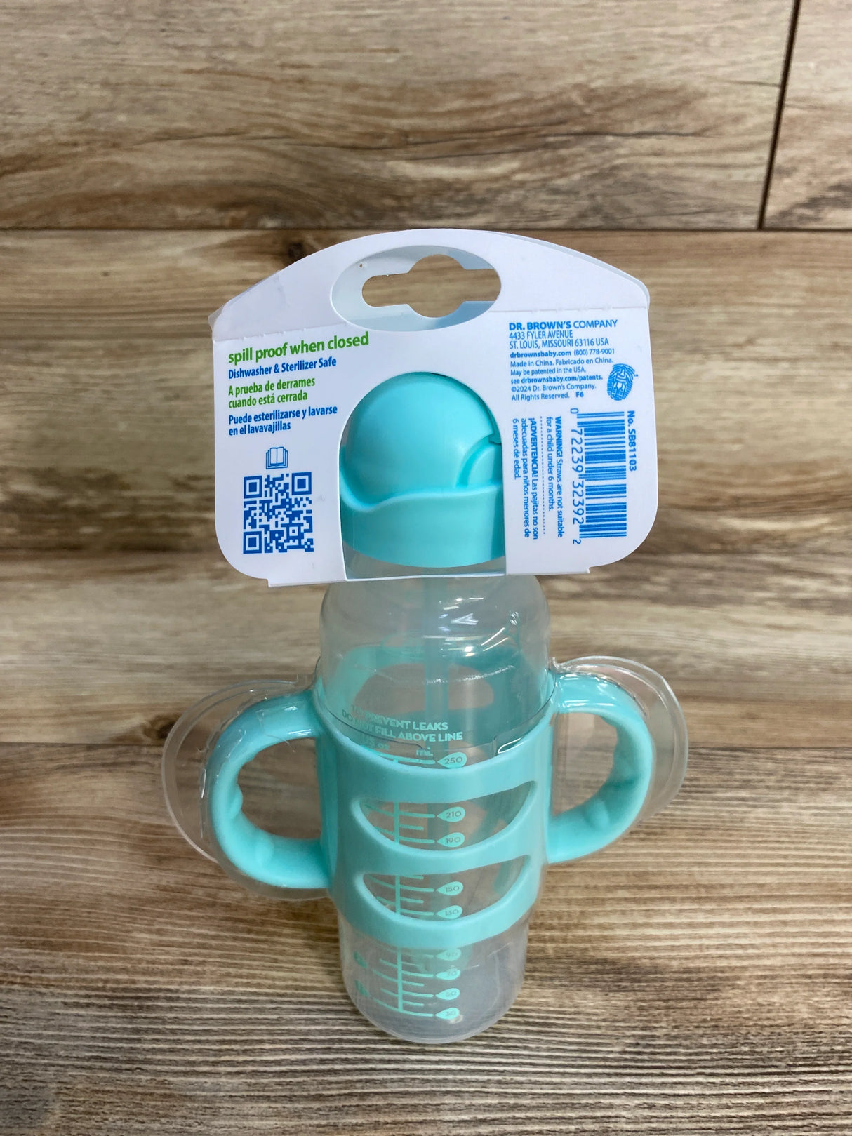 NEW Dr. Brown's Milestones Sippy Straw Bottle 6m+ 8oz