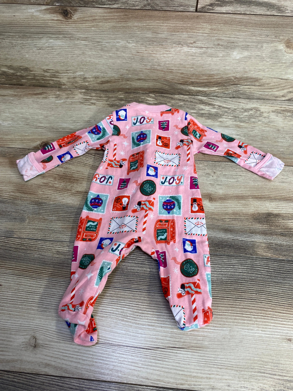 Old Navy Christmas Post Card Sleeper Pink sz 0-3m