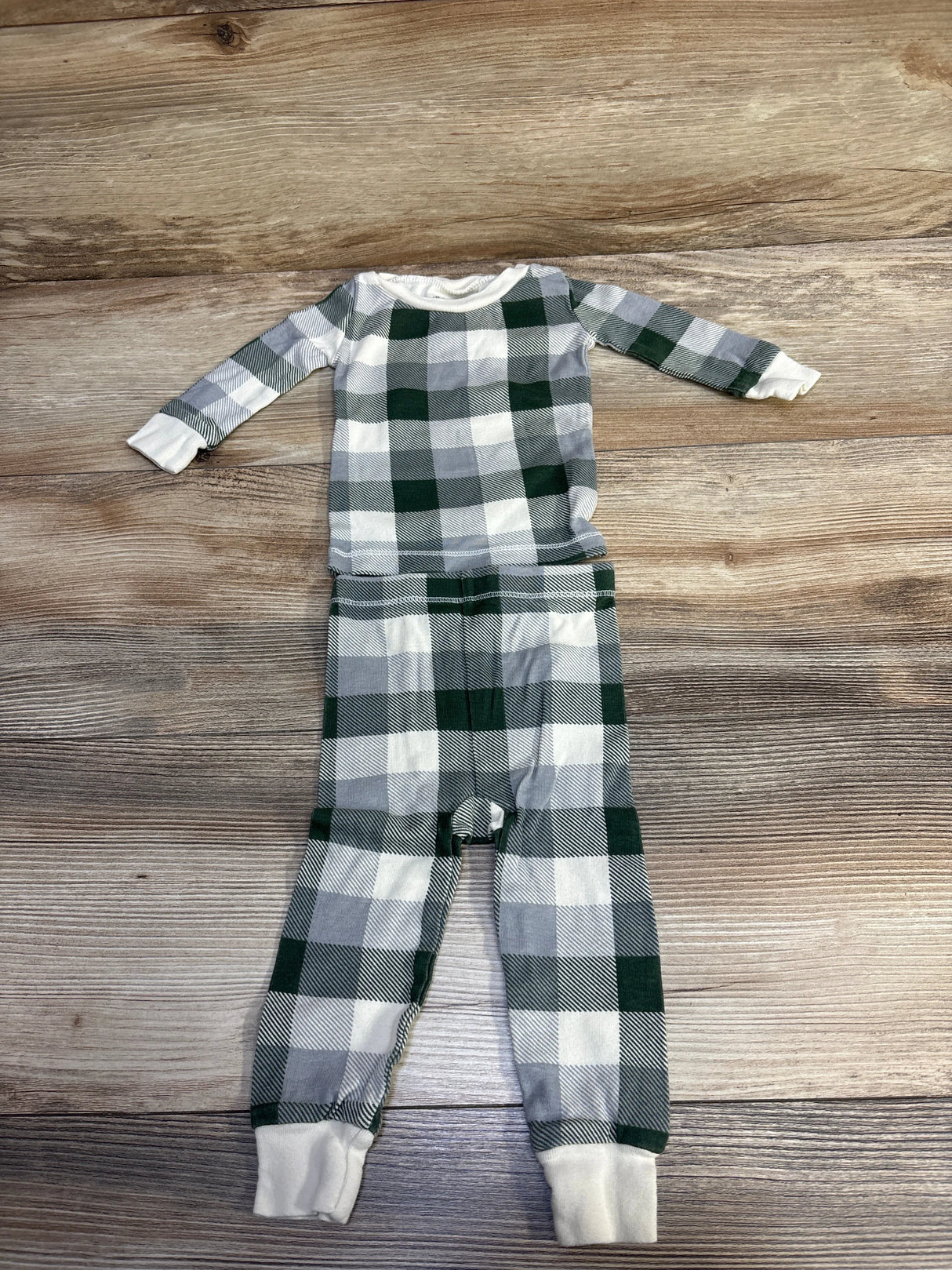 Burt's Bee's Baby 2pc Buffalo Print Set Green sz 3-6m