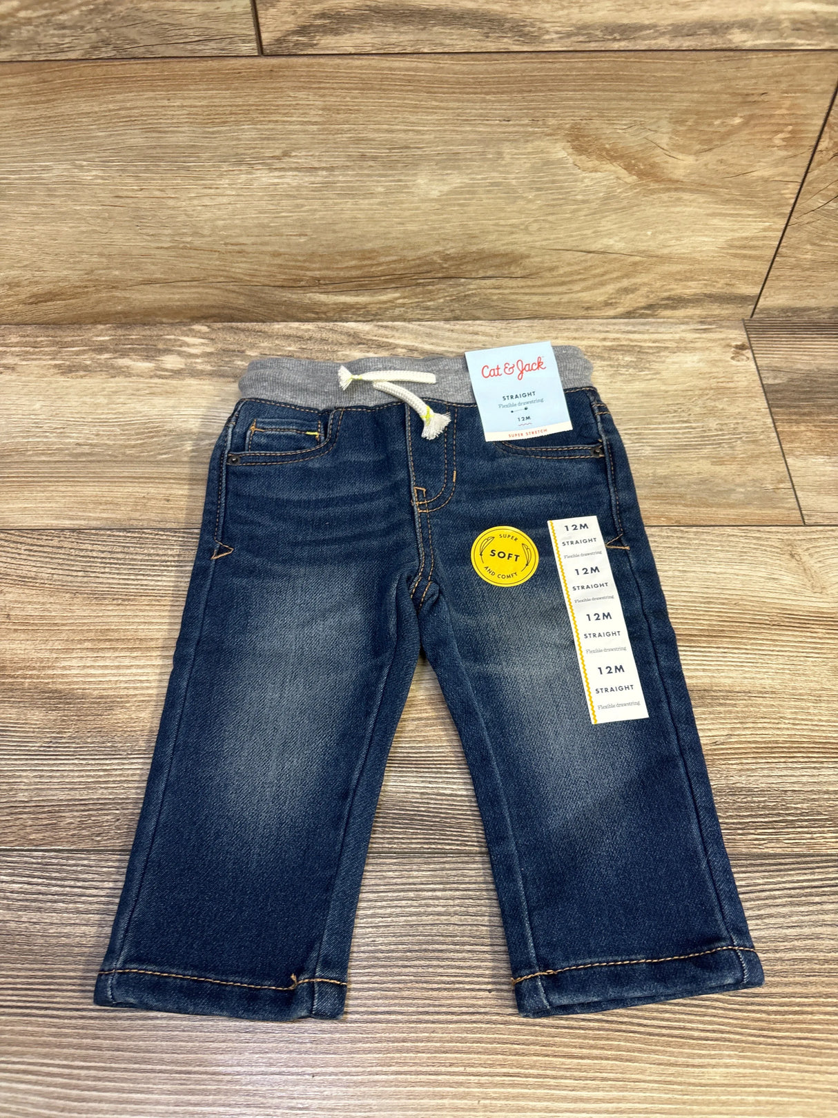 NEW Cat & Jack Drawstring Jeans Blue sz 12m