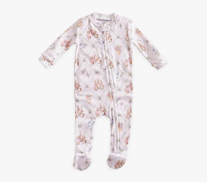 NEW Pottery Barn Kids Peter Rabbit Flopsy Organic Pajama Pink sz 0-3m - Me n Mommy To Be