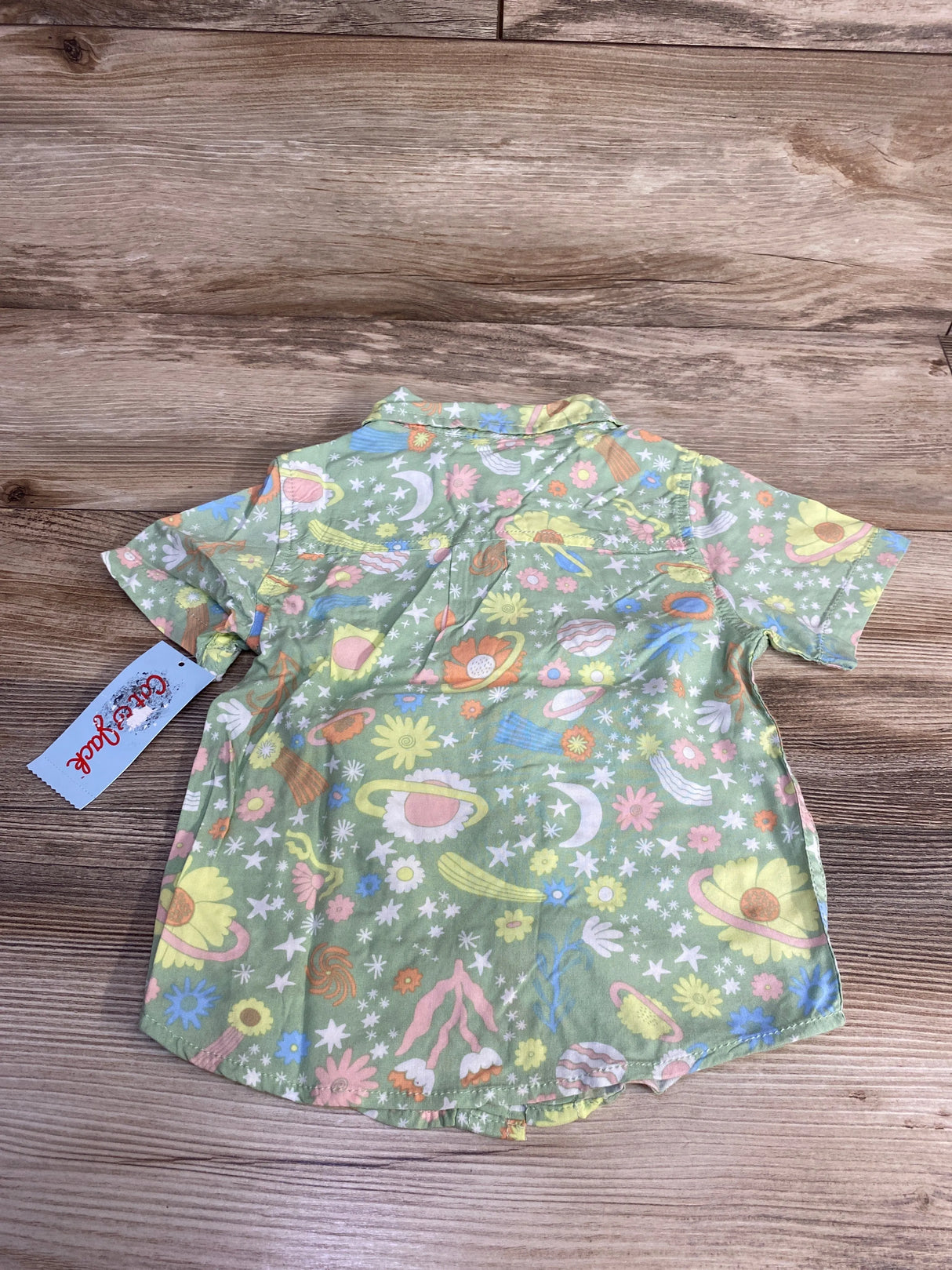 NEW Cat & Jack Floral Button-Up Shirt Green sz 2T - Me n Mommy To Be