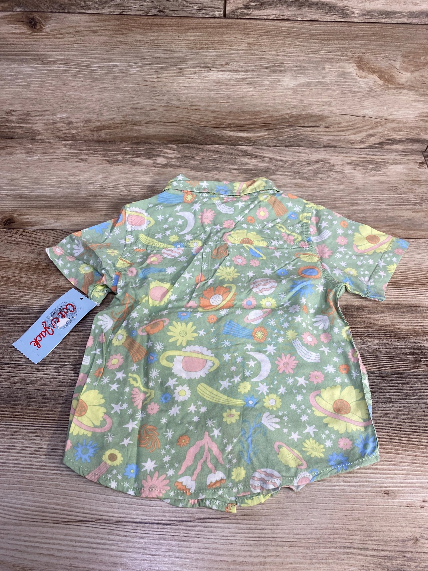NEW Cat & Jack Floral Button-Up Shirt Green sz 2T - Me n Mommy To Be