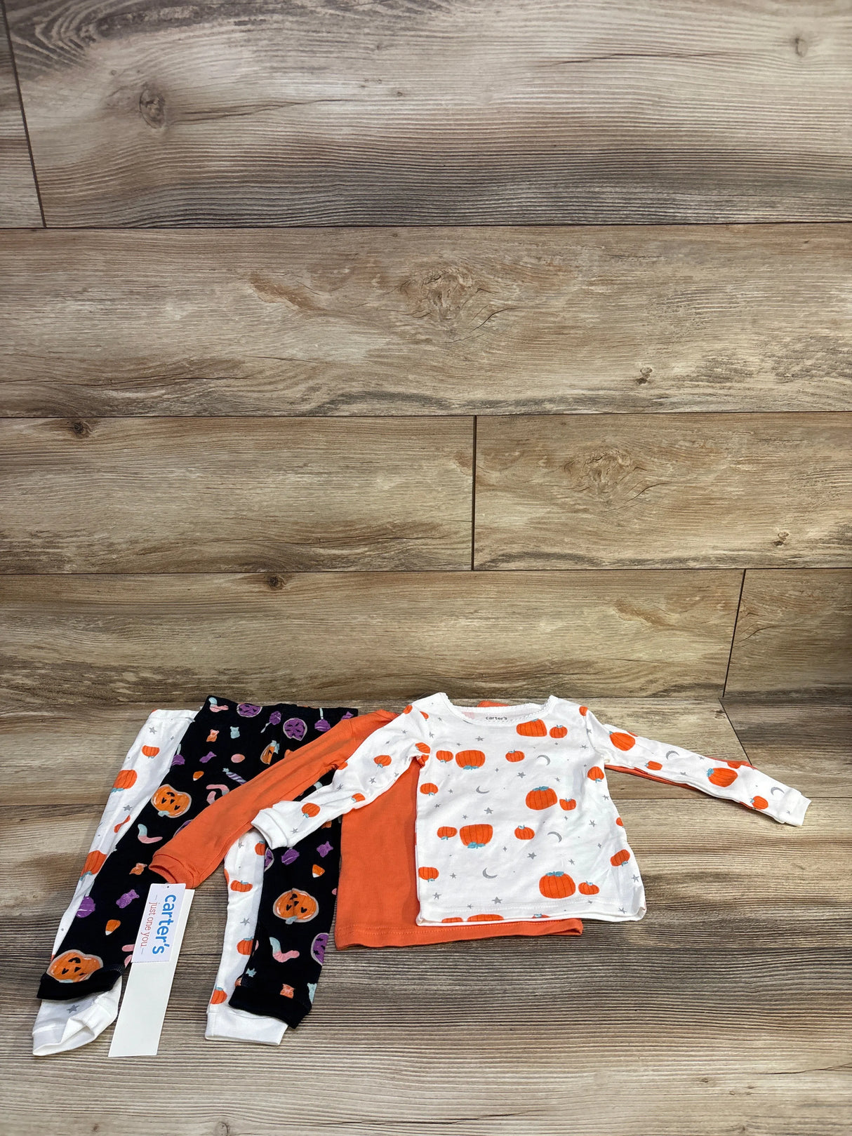 NEW Just One You 4pc Long Sleeve Ghost Halloween Pajama Set Orange sz 12m
