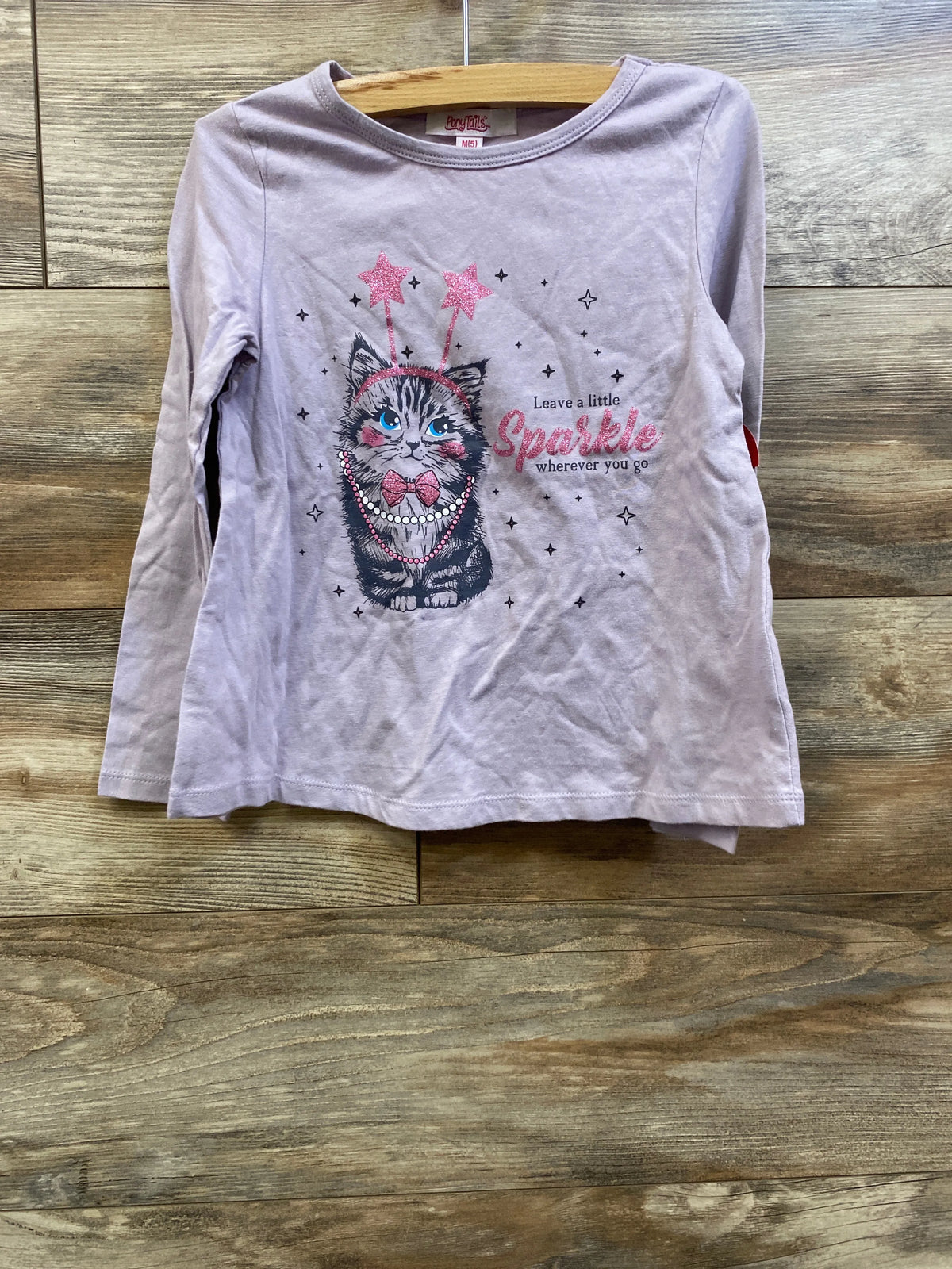 NEW Pony Tails Sparkly Cat Shirt Purple sz 5T