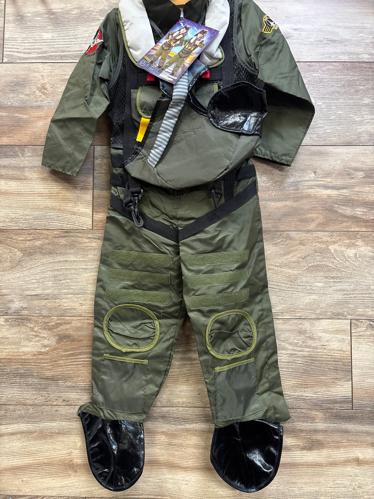 NEW Teetot & Co. Top Fighter Pilot Costume Green sz 5-6T