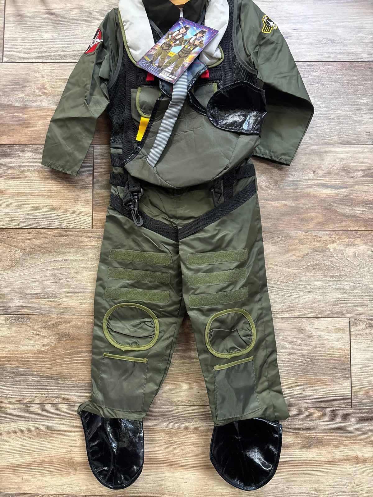 NEW Teetot & Co. Top Fighter Pilot Costume Green sz 5-6T