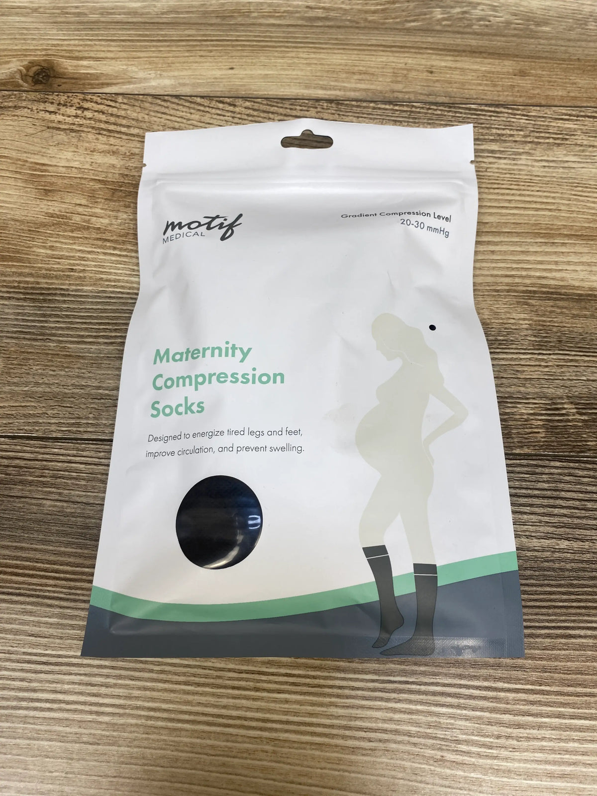 NEW Motif Medical Maternity Compression Socks Black/Green sz Medium