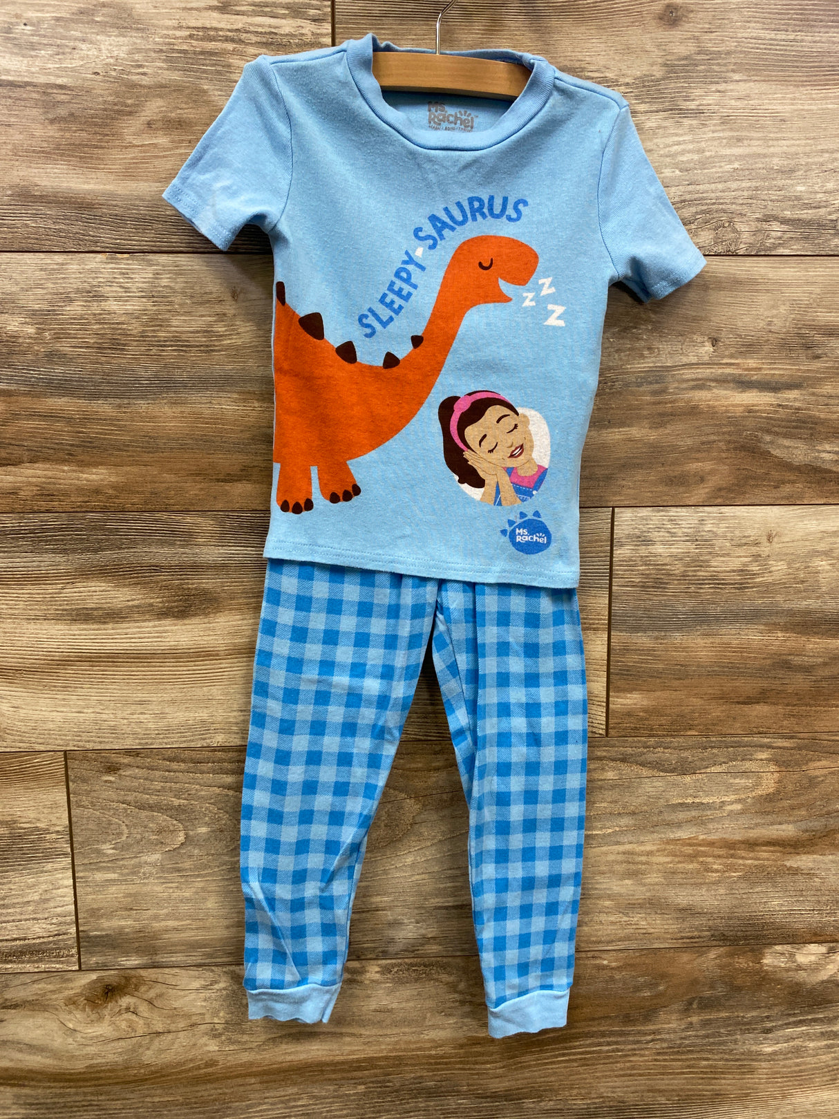 Ms Rachel 2pc Sleepy Saurus Pajama Set Light Blue sz 5T