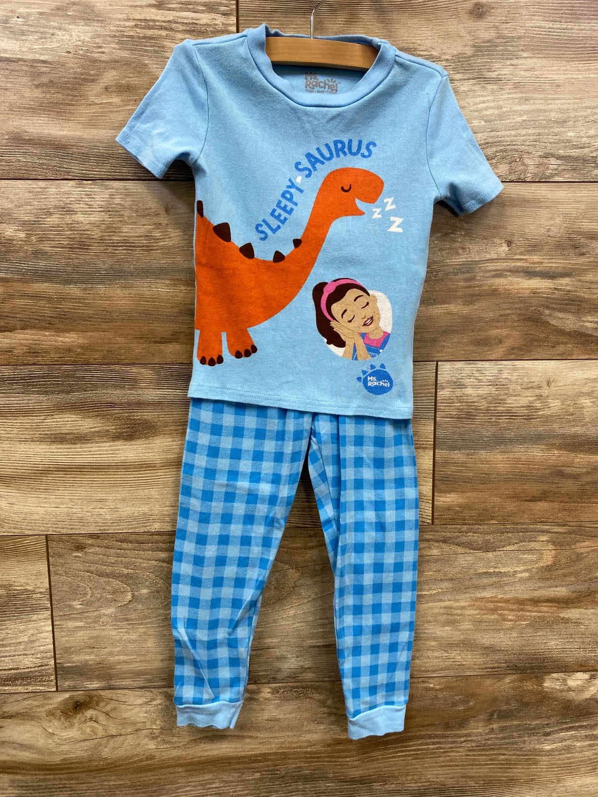 Ms Rachel 2pc Sleepy Saurus Pajama Set Light Blue sz 5T