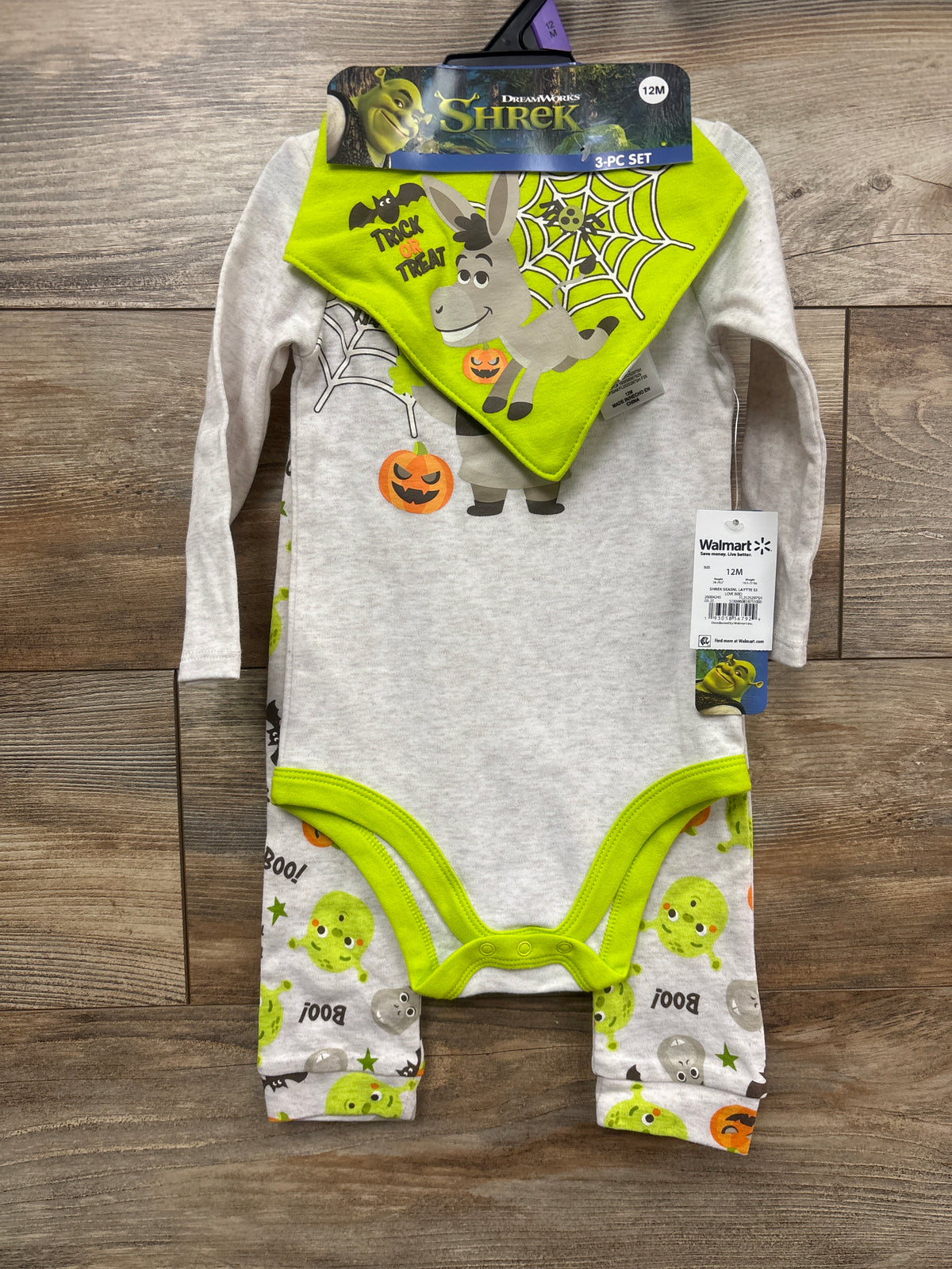 NEW Dreamworks Shrek 3pc Halloween Layette Set Grey sz 12m