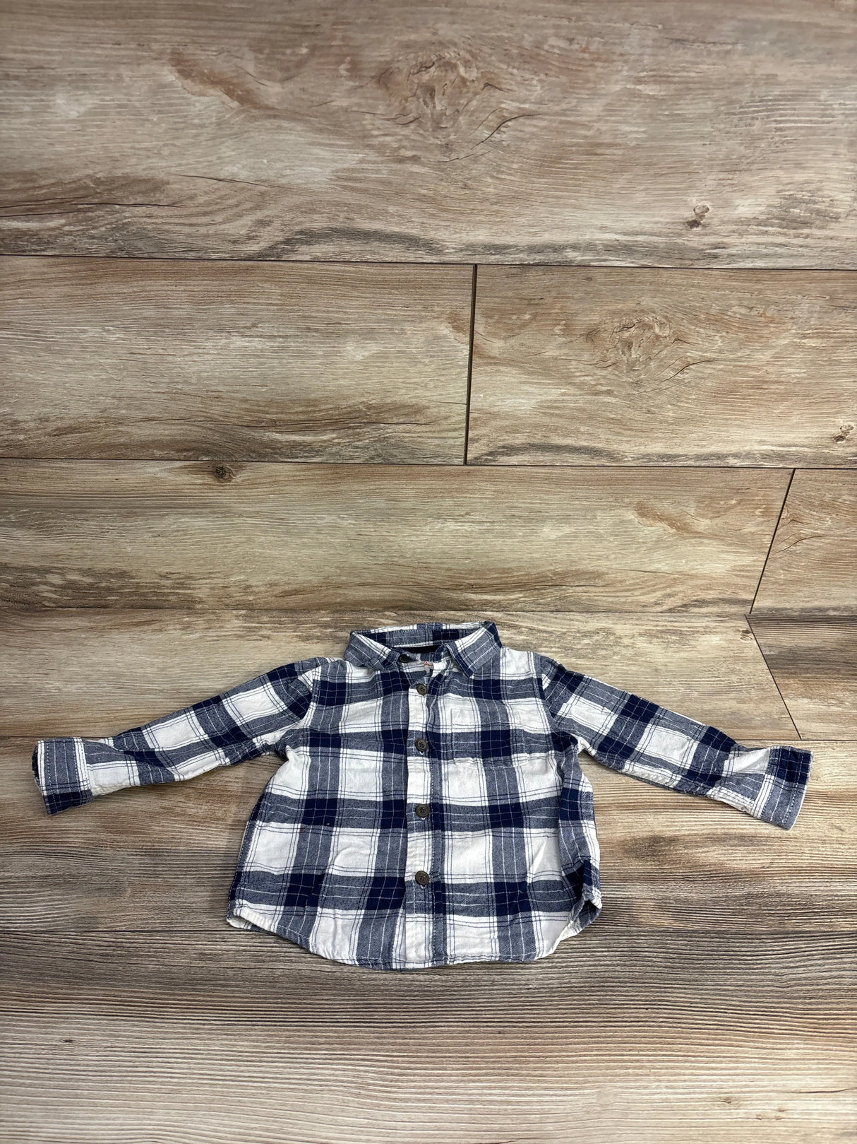 Cat & Jack Plaid Button Up Shirt Blue sz 18m