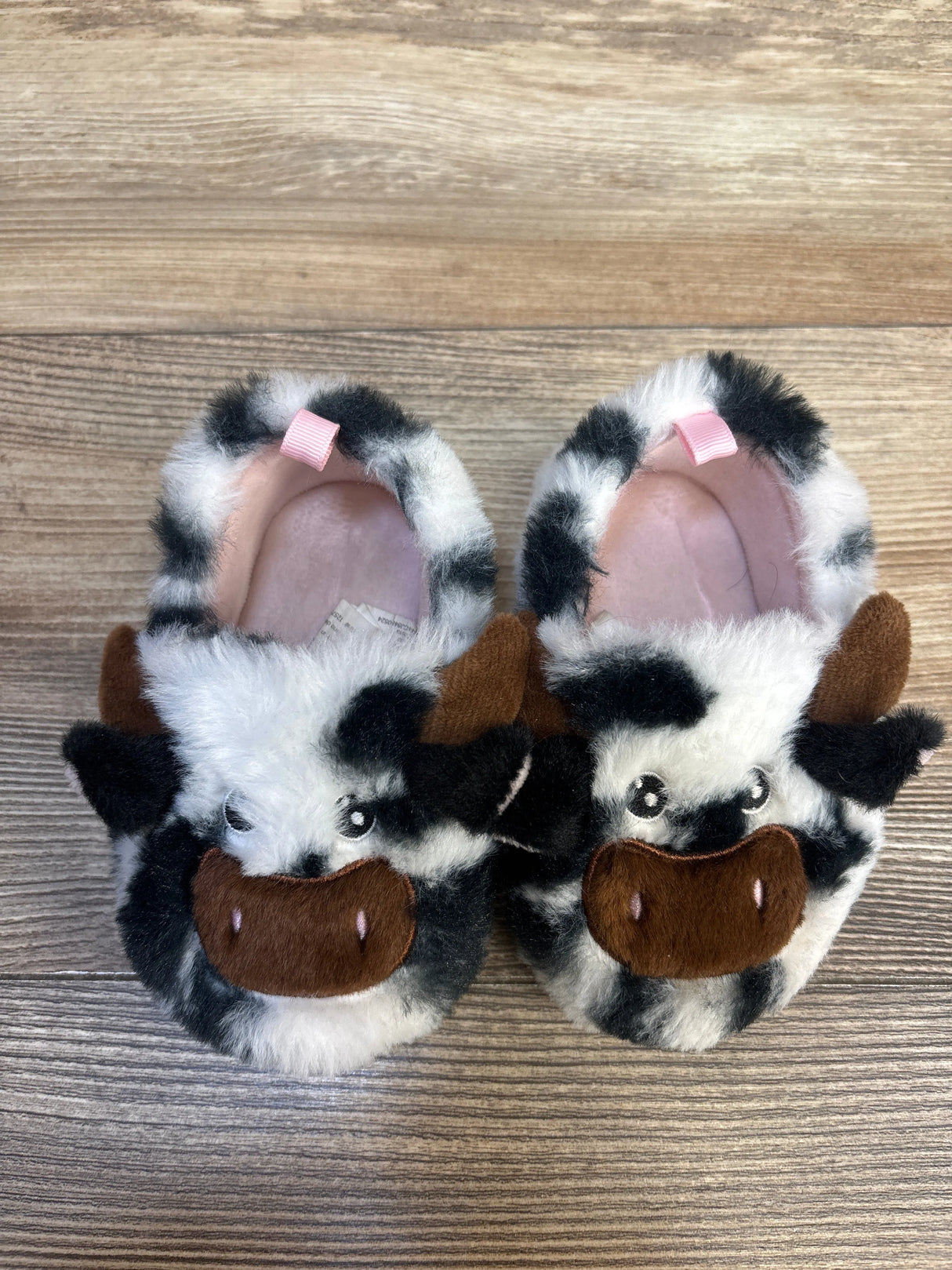 Wonder Nation Fuzzy Cow Slippers sz 6c