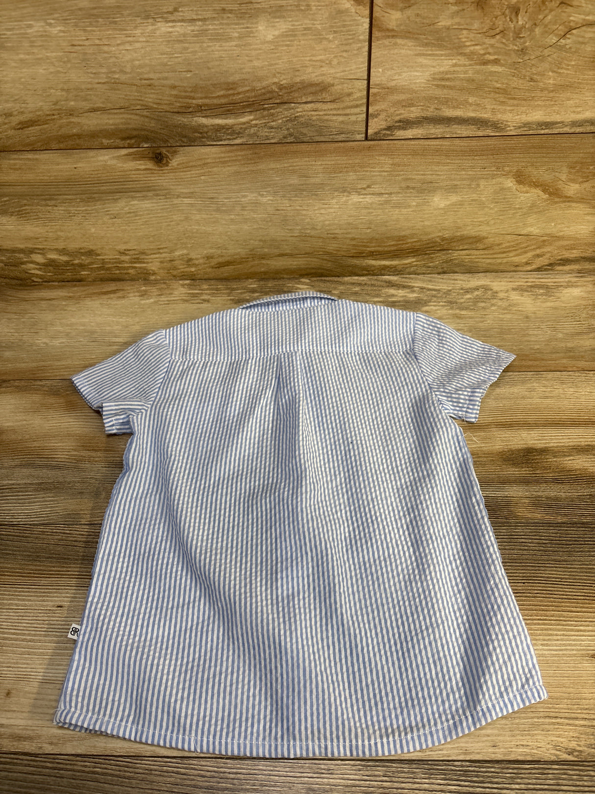 Bums & Roses Striped Seersucker Button-Up Shirt Blue sz 5-6T