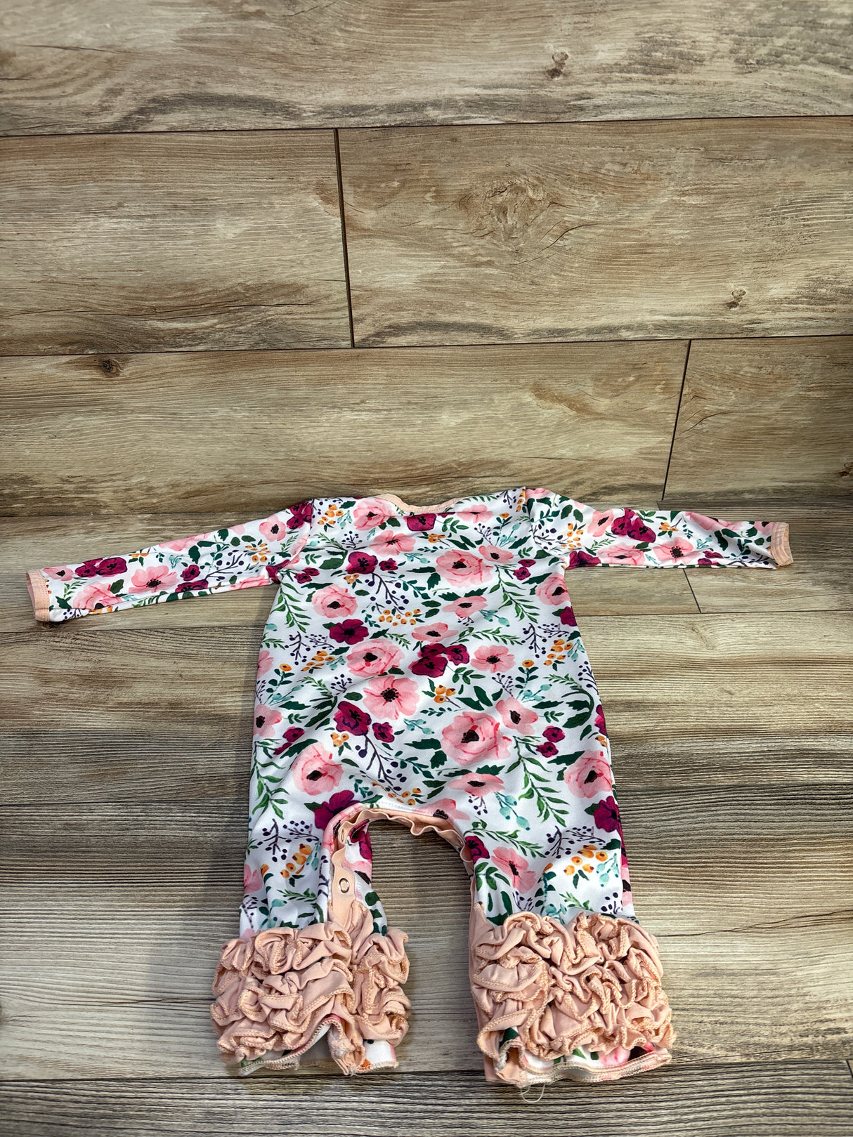 Marie Nicole Floral Ruffle Coverall White sz 9/12m