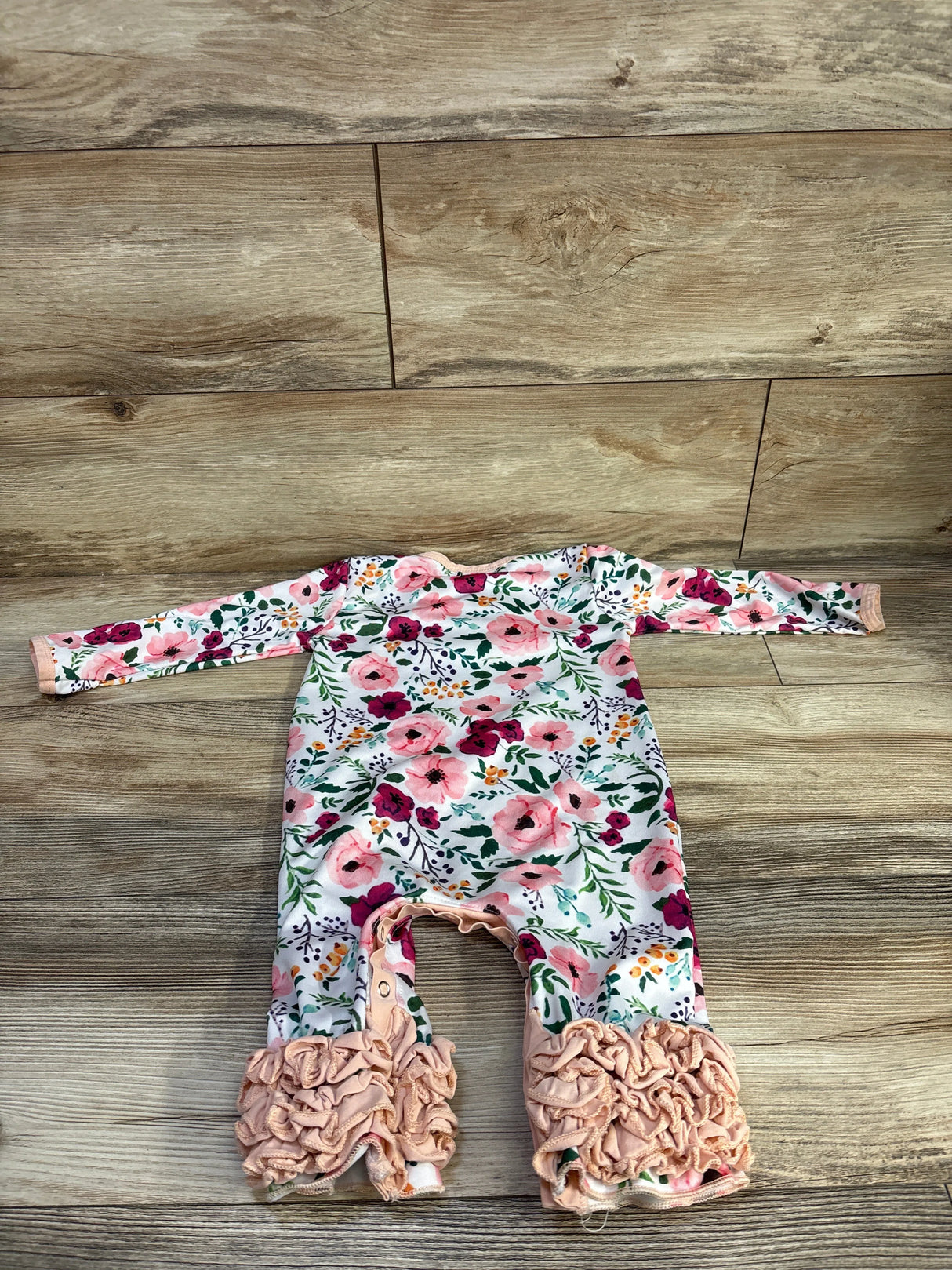 Marie Nicole Floral Ruffle Coverall White sz 9/12m