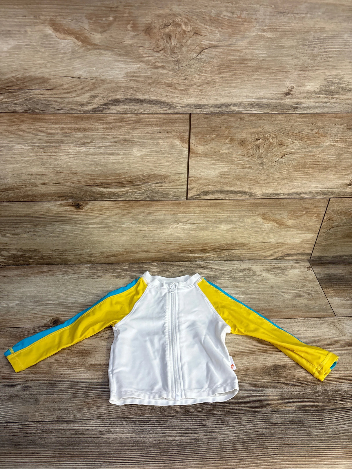 SwimZip Long Sleeve zip-Up Rash Guard Shirt White sz 12m