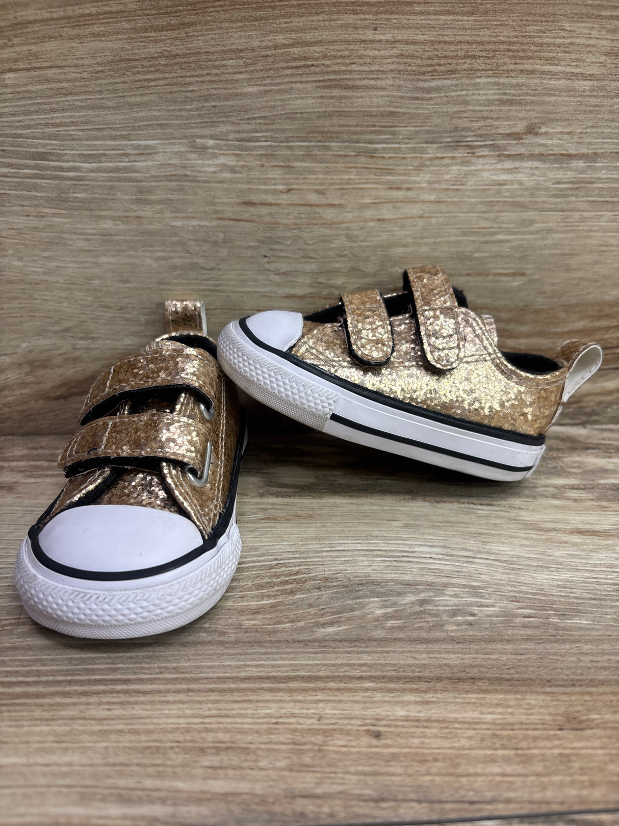 Converse Chuck Taylor All Star Easy-On Double Velcro Sneakers Gold sz 3c