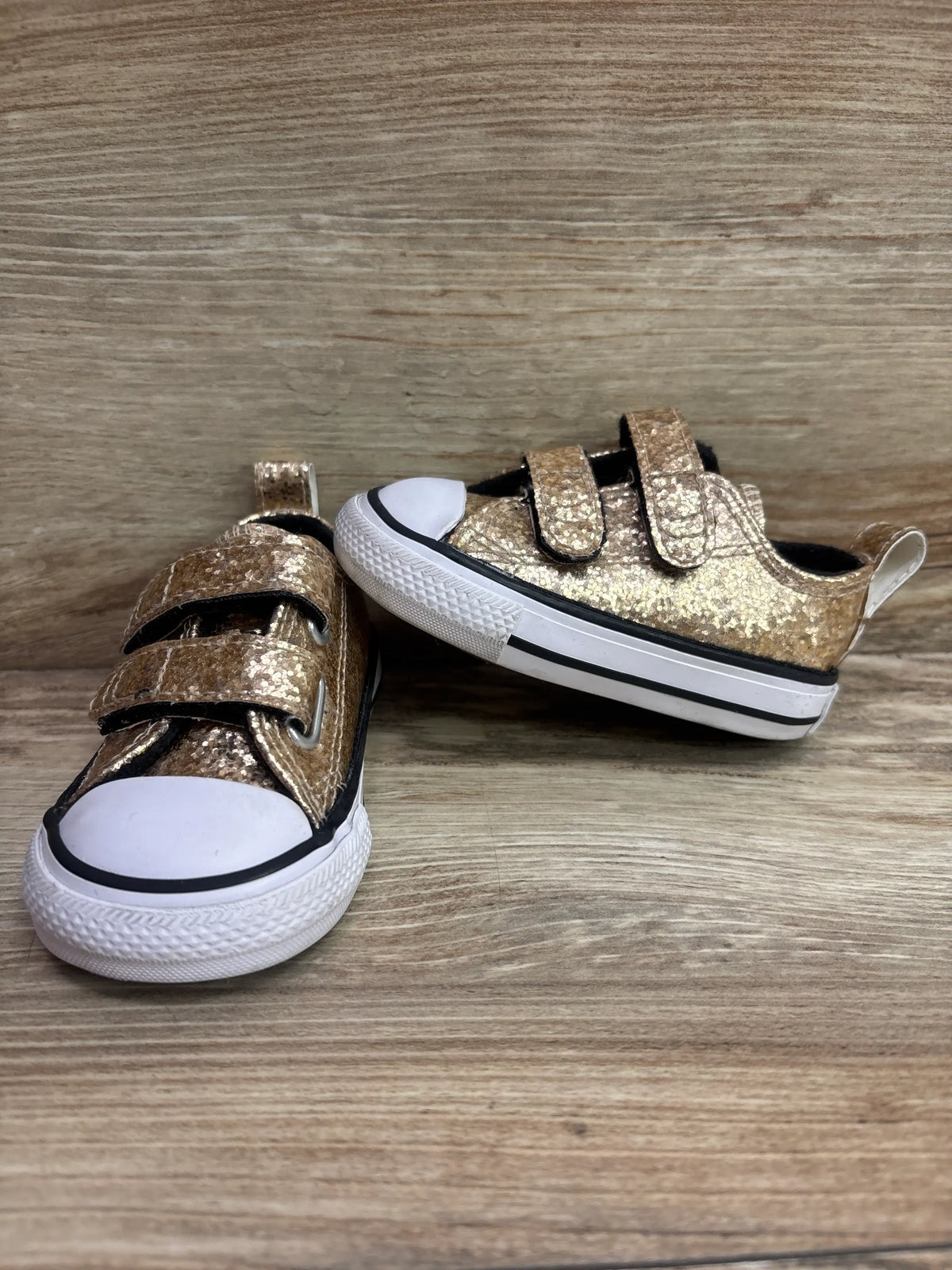 Converse Chuck Taylor All Star Easy-On Double Velcro Sneakers Gold sz 3c